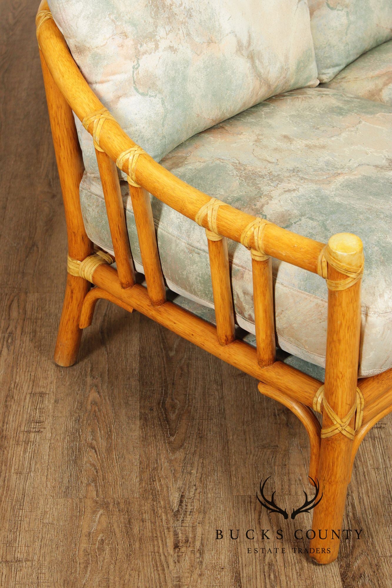 McGuire Organic Modern Rattan Three Cushion Sofa