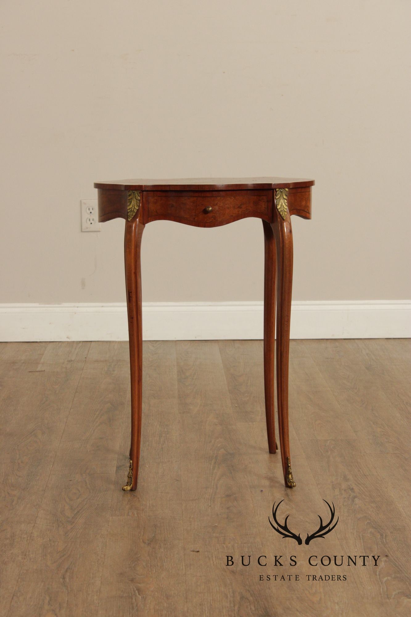 French Louis XV Style Burl Wood Side Table