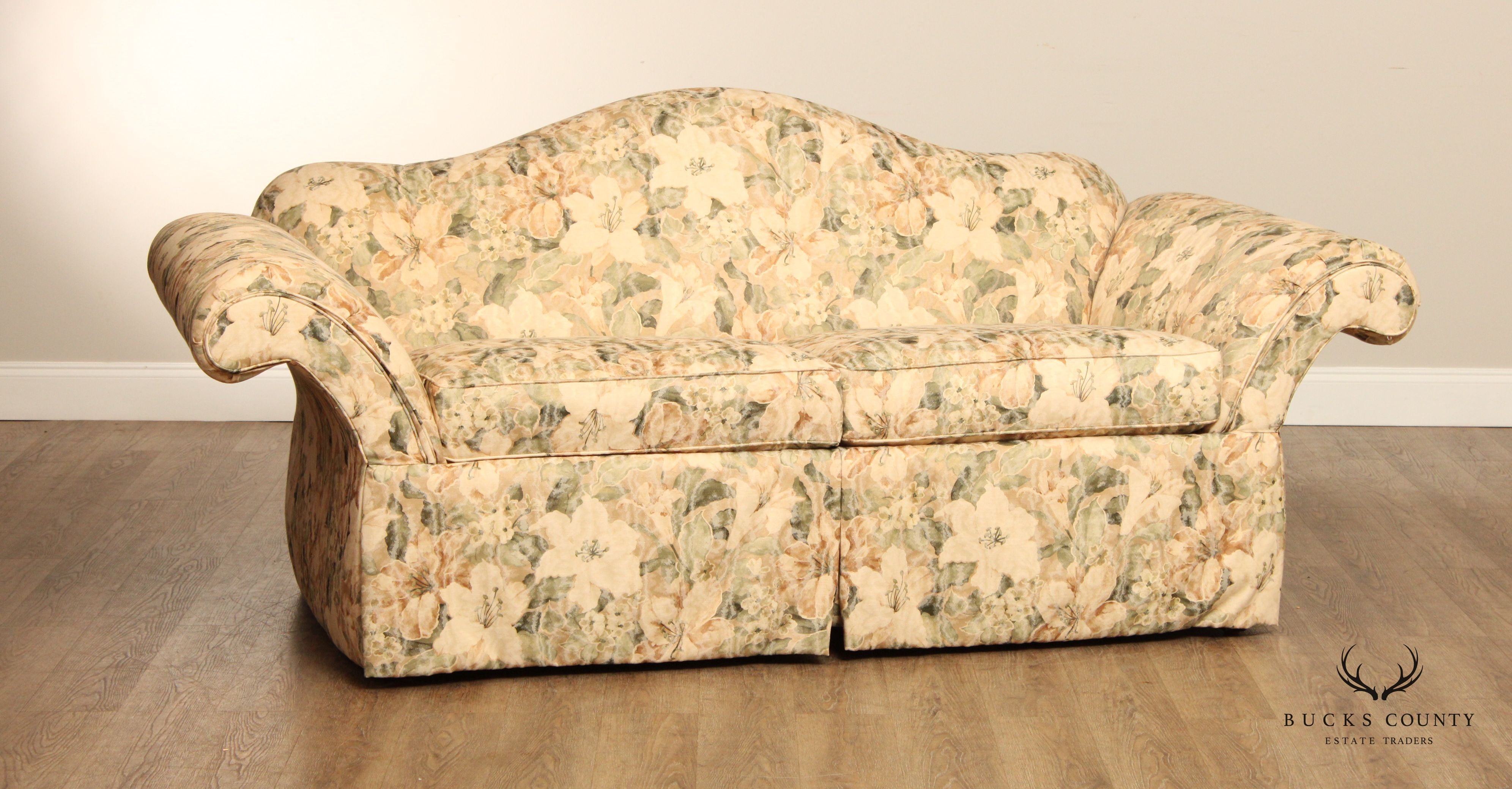 Ethan Allen Custom Upholstered Camelback Sofa