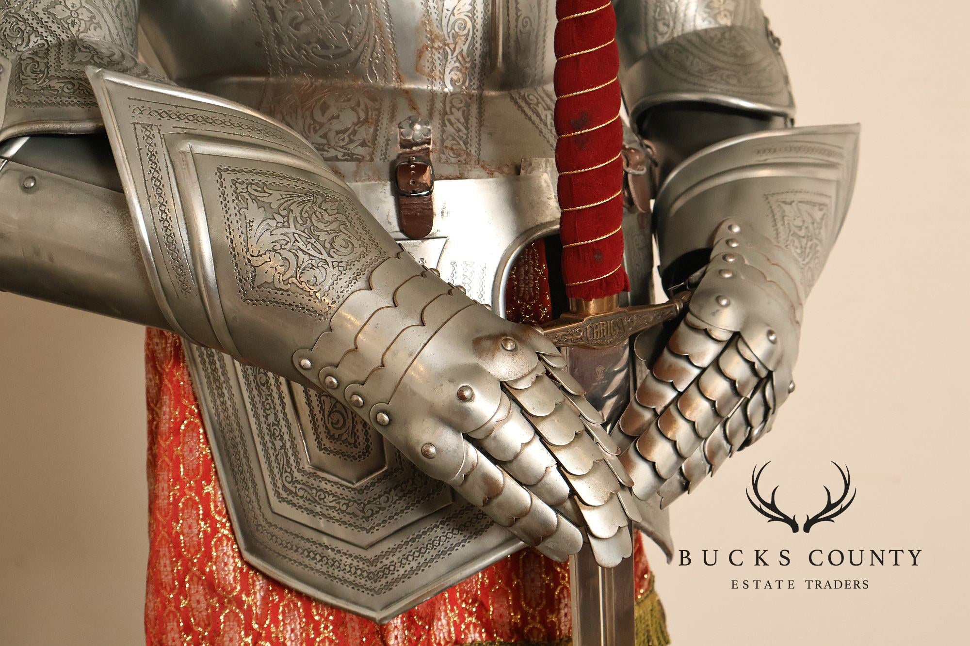 Marto Toledo Spanish Engraved Full Suit of Armor with Sword