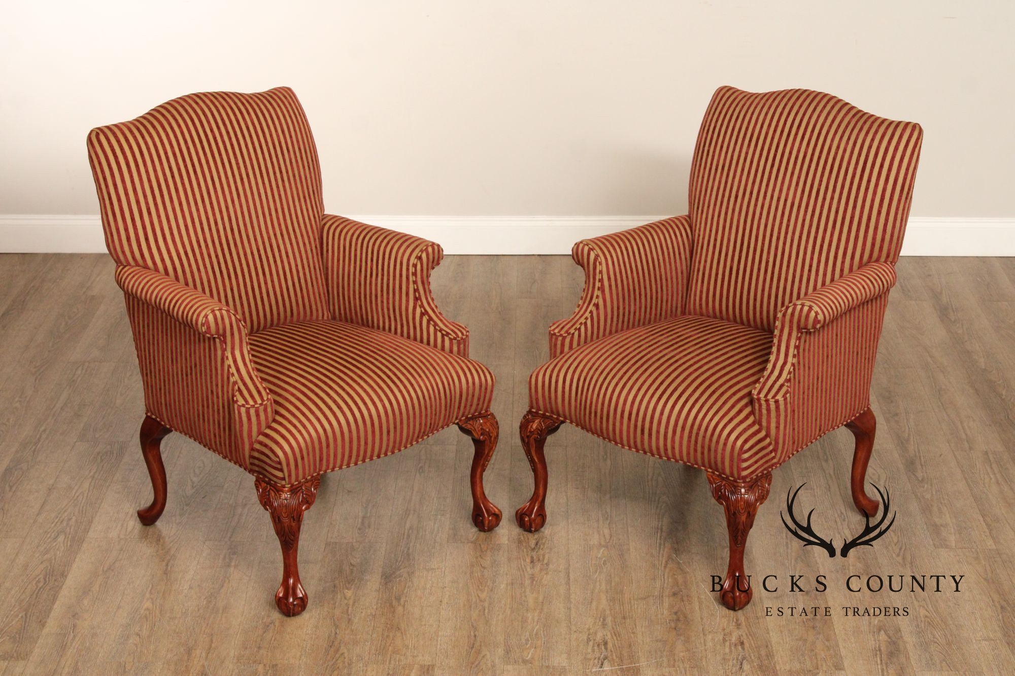 Fairfield Georgian Style Pair of Carved Armchairs