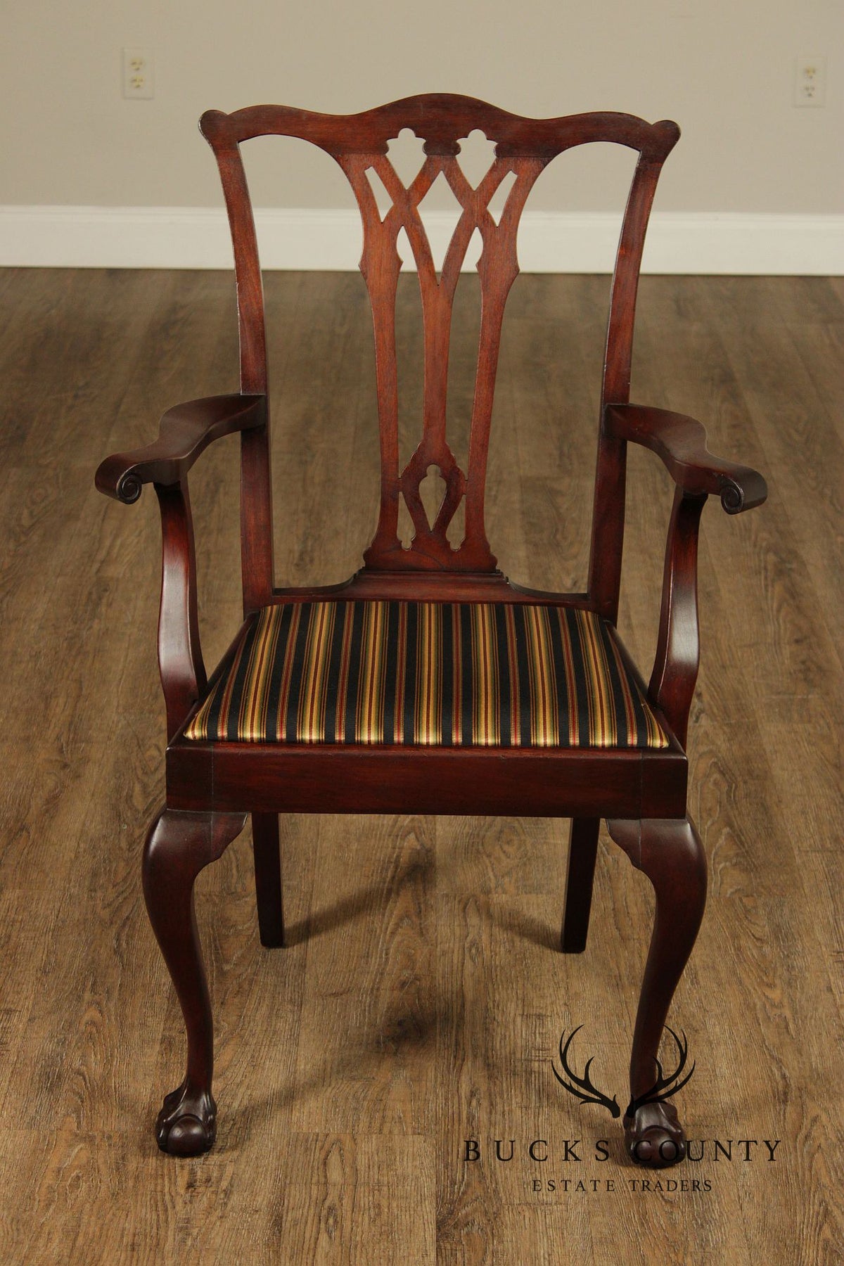 Vintage Chippendale Style Set Of Six Mahogany Dining Chairs