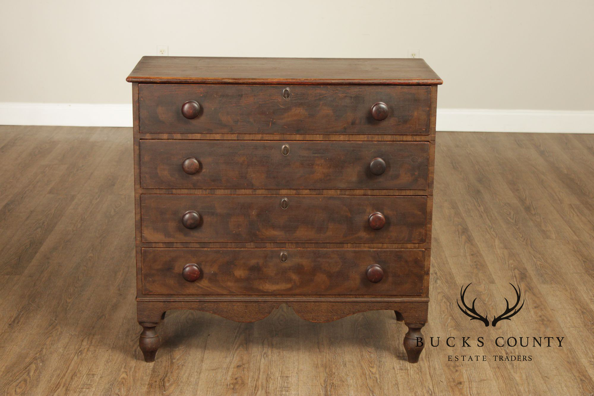 Antique American Grain Painted Four-Drawer Chest Of Drawers