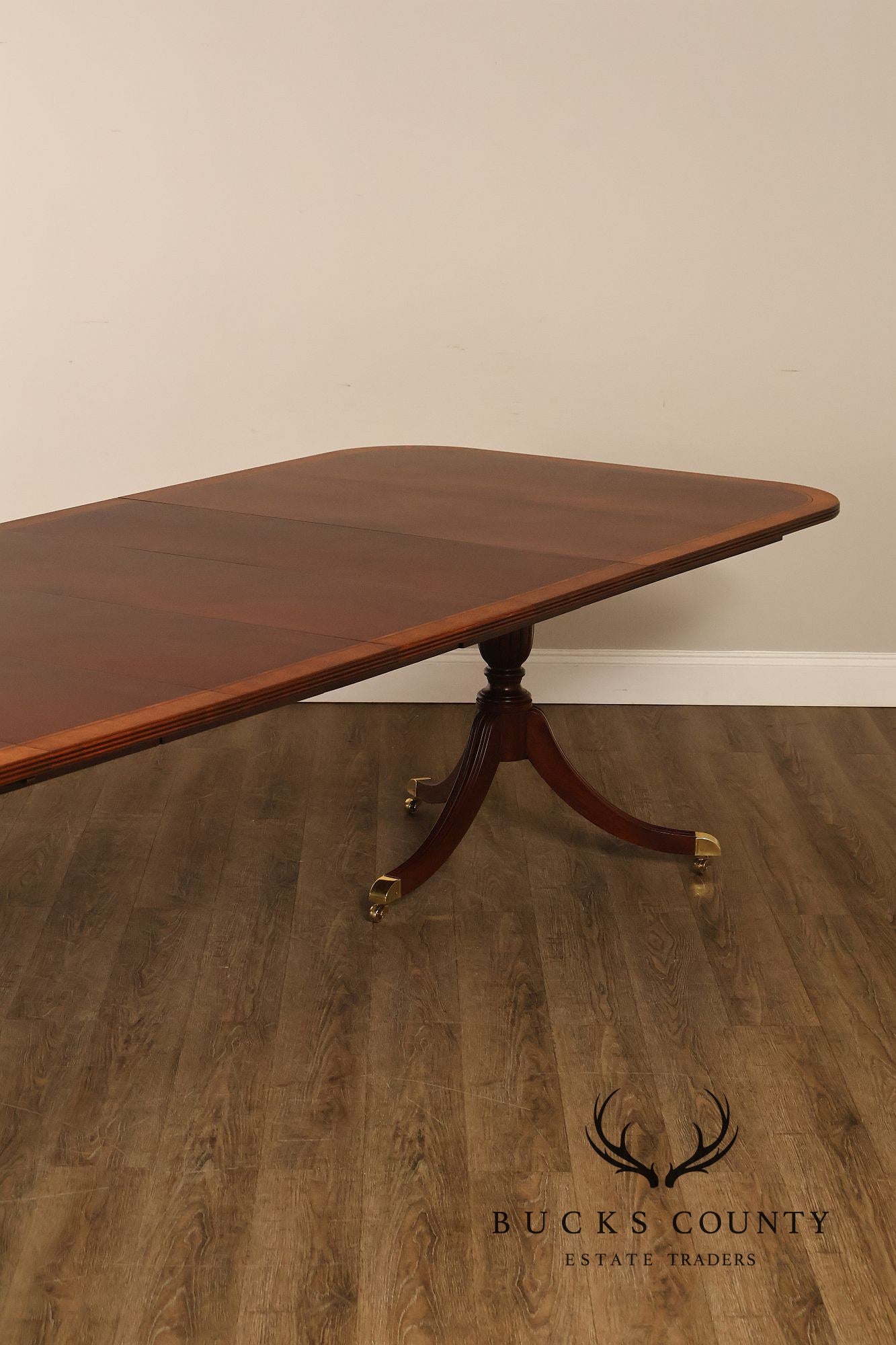 Craftique Mahogany Dining Table With Satin Wood Banding- 4 Leaves