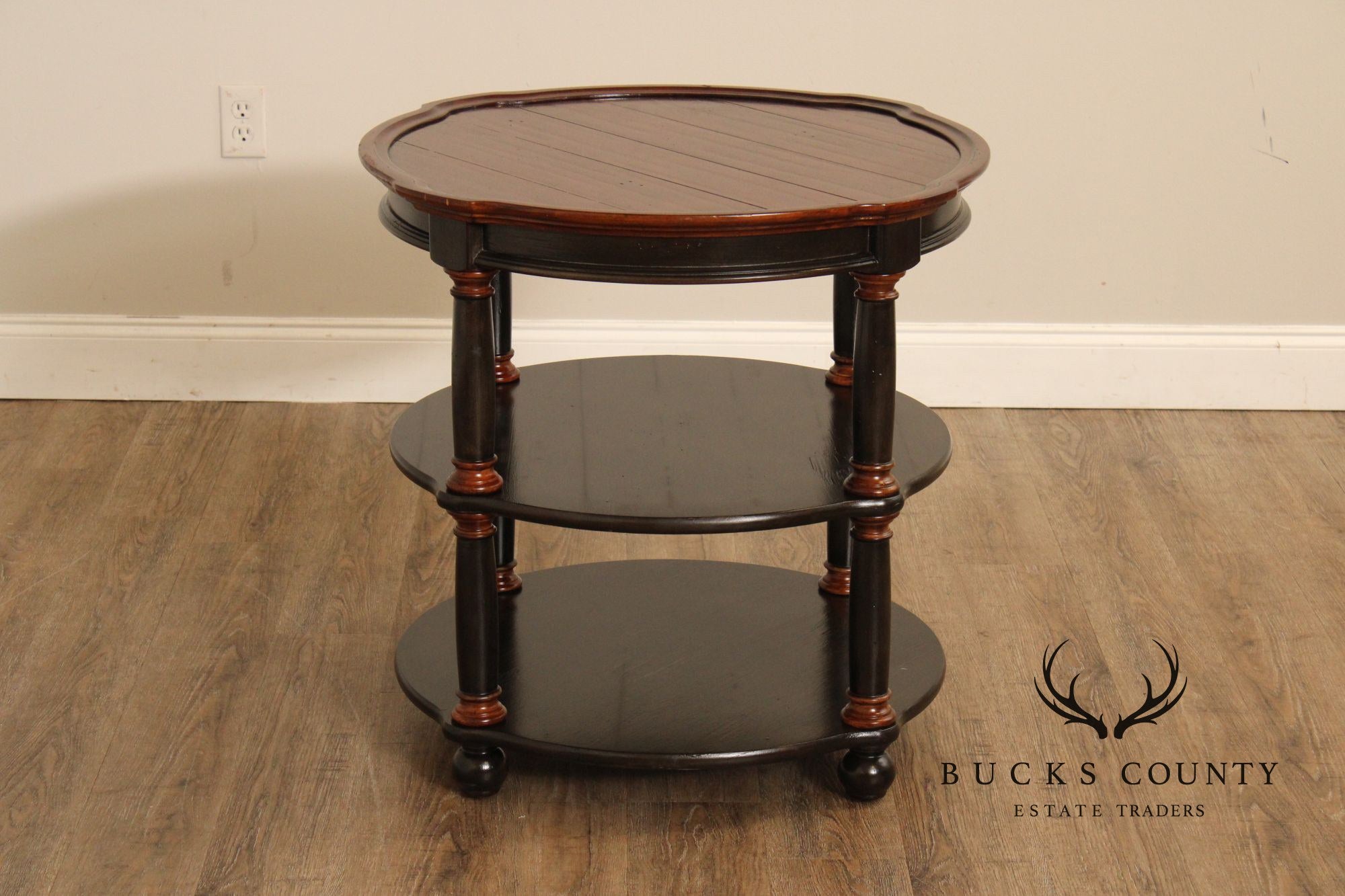 Hekman Round Two-Tone Three-Tier Library Side Table