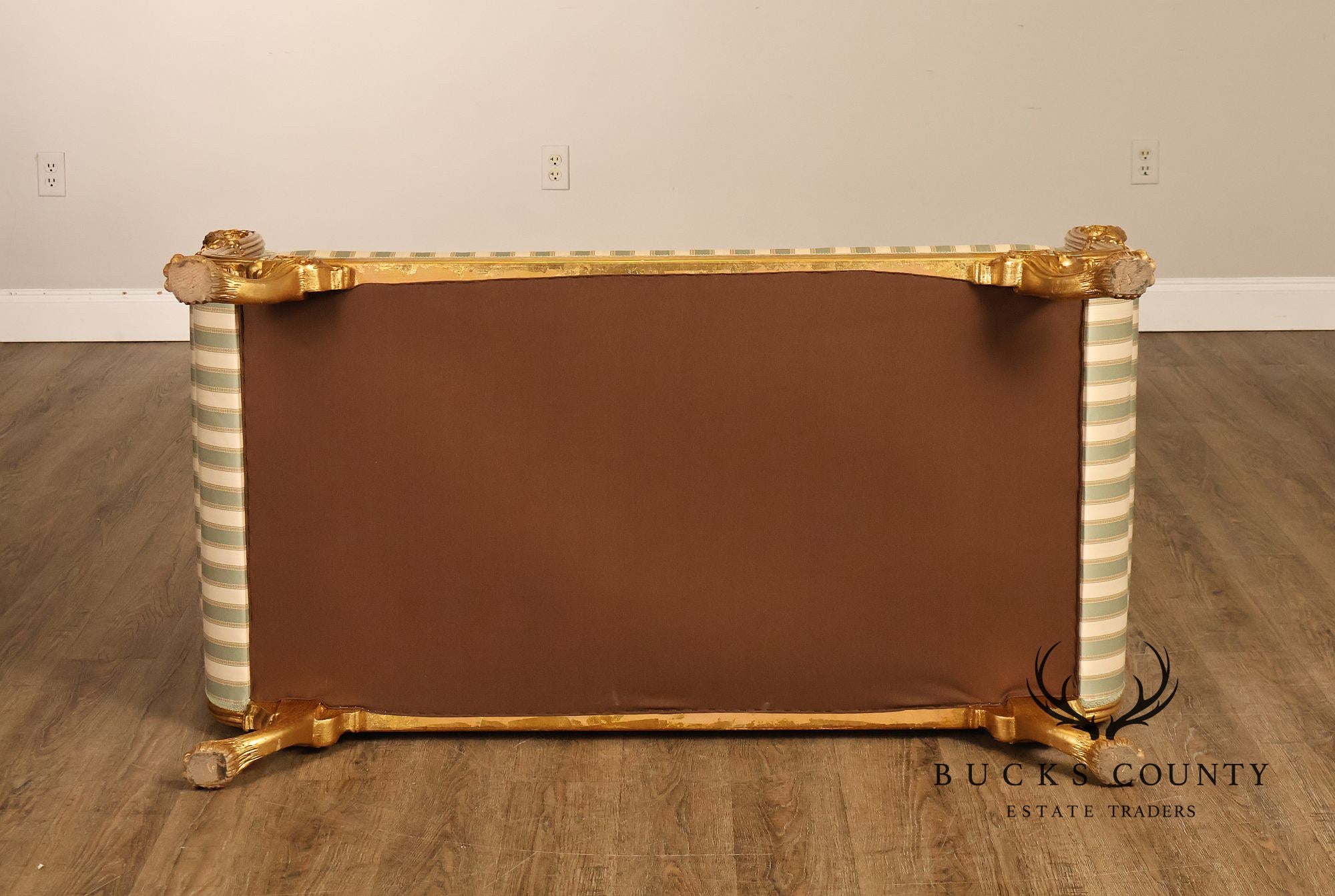 Quality Empire Style Swan Carved Giltwood Upholstered Bench