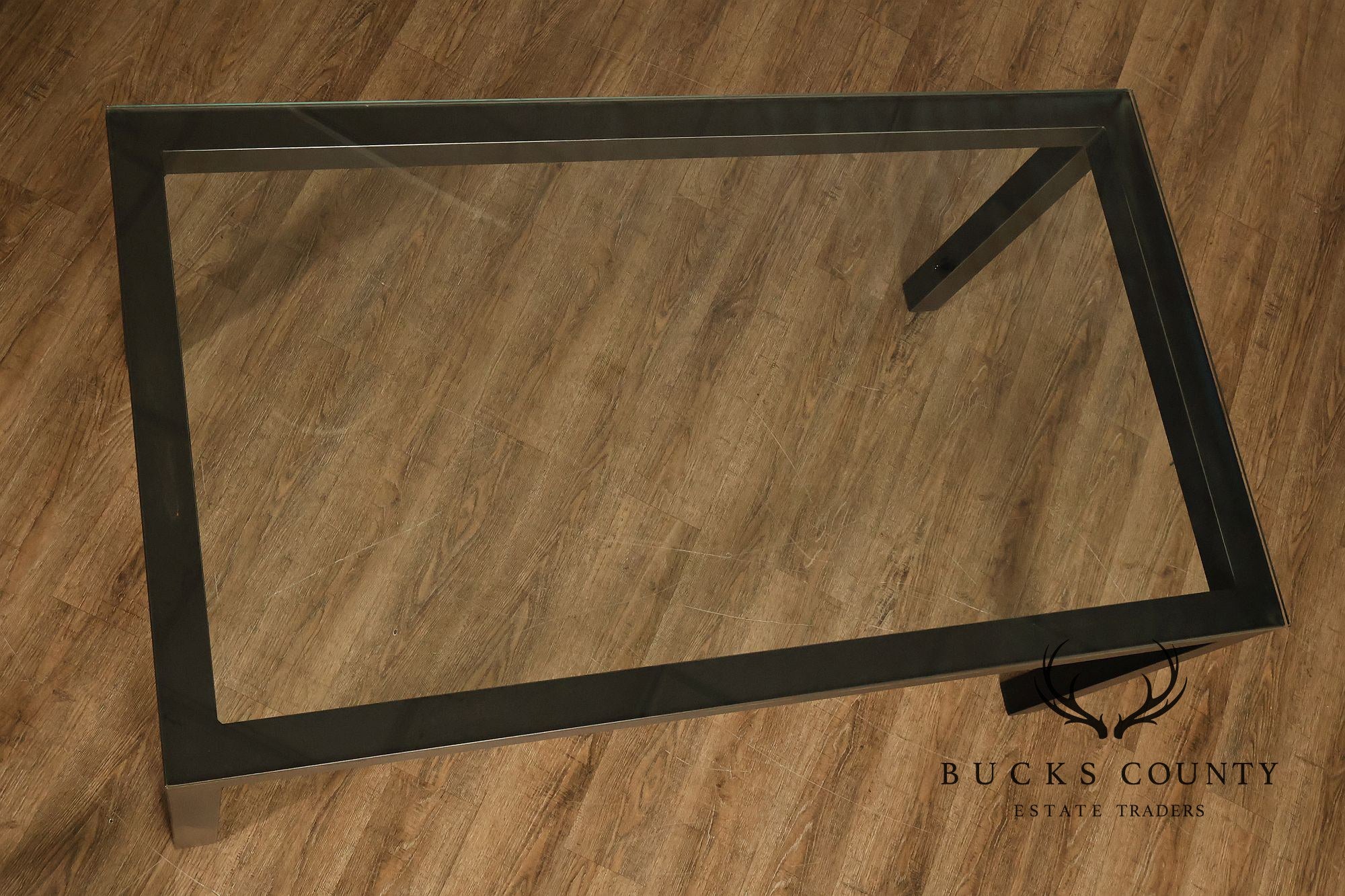 Mitchell Gold + Bob Williams Modern  Parsons Style Glass Top Dining Table