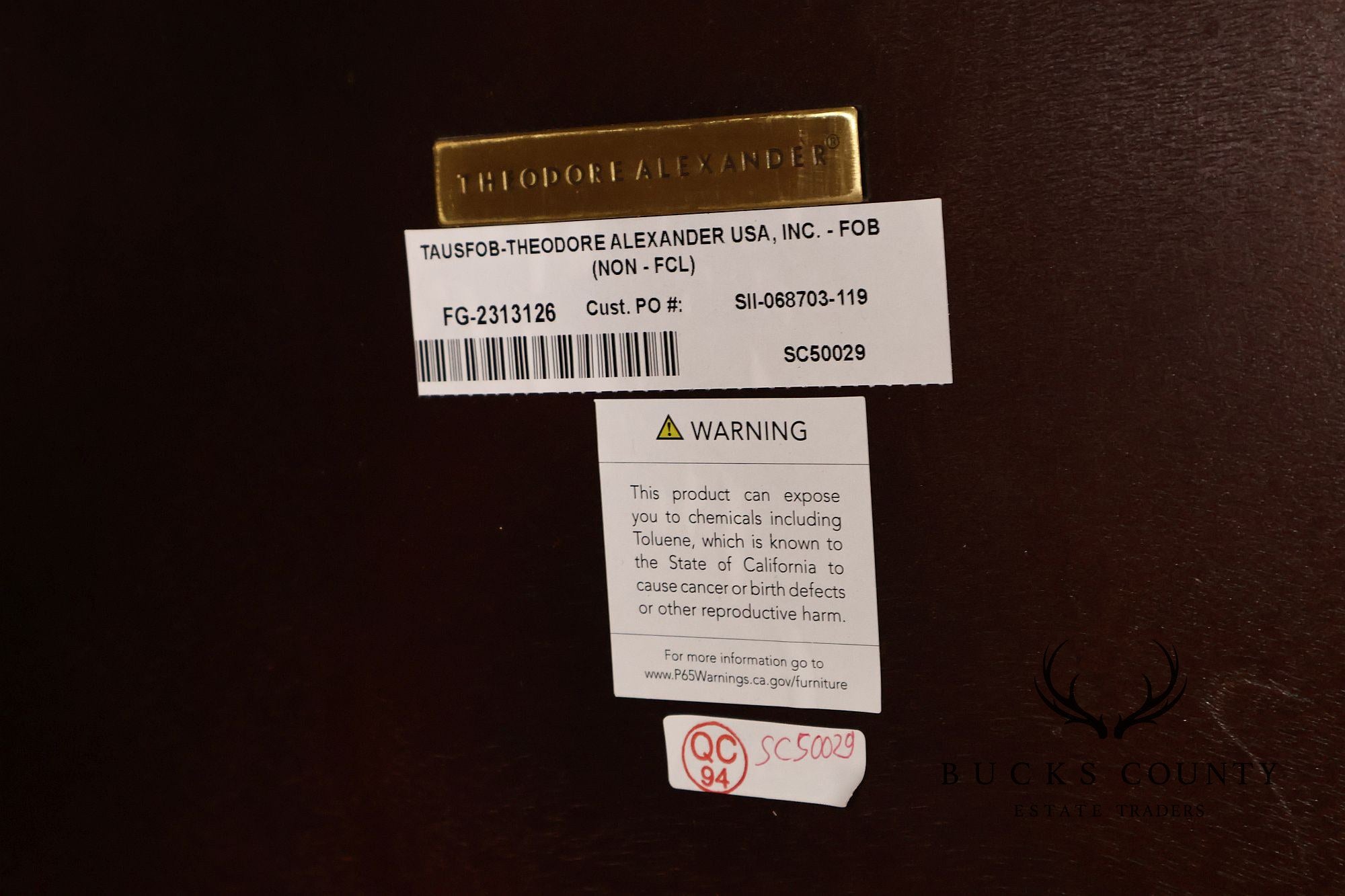 Theodore Alexander Pair of 'Paulette' Mahogany Side Tables