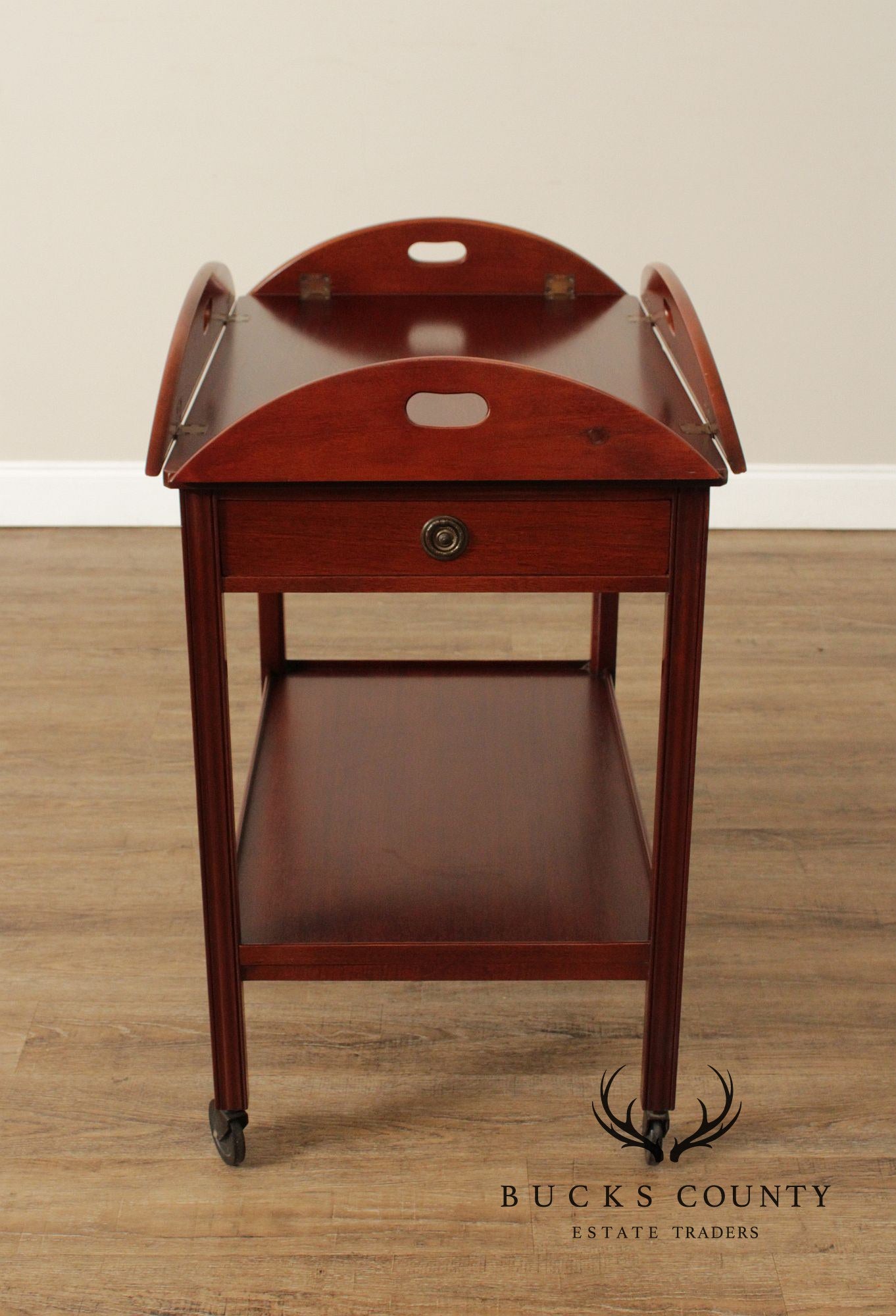 Chippendale Style  Vintage Mahogany Butler's Tray Bar Cart