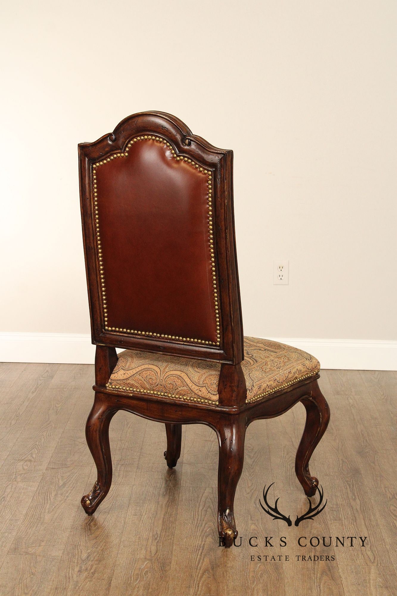 French Louis XV Style Set of Eight Carved Frame Upholstered Dining Chairs