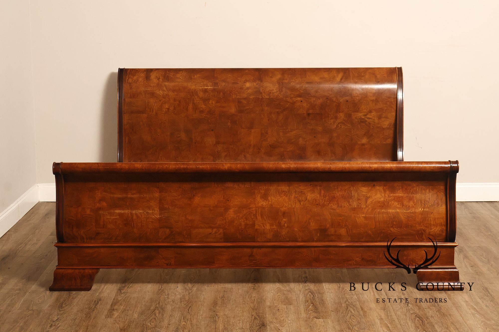 Henredon 'Charles X' King Size Burlwood Sleigh Bed