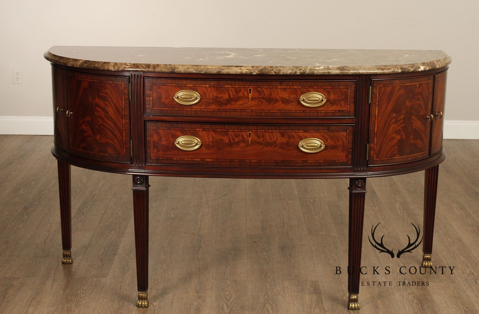 Councill Regency Style Marble Top Mahogany Sideboard