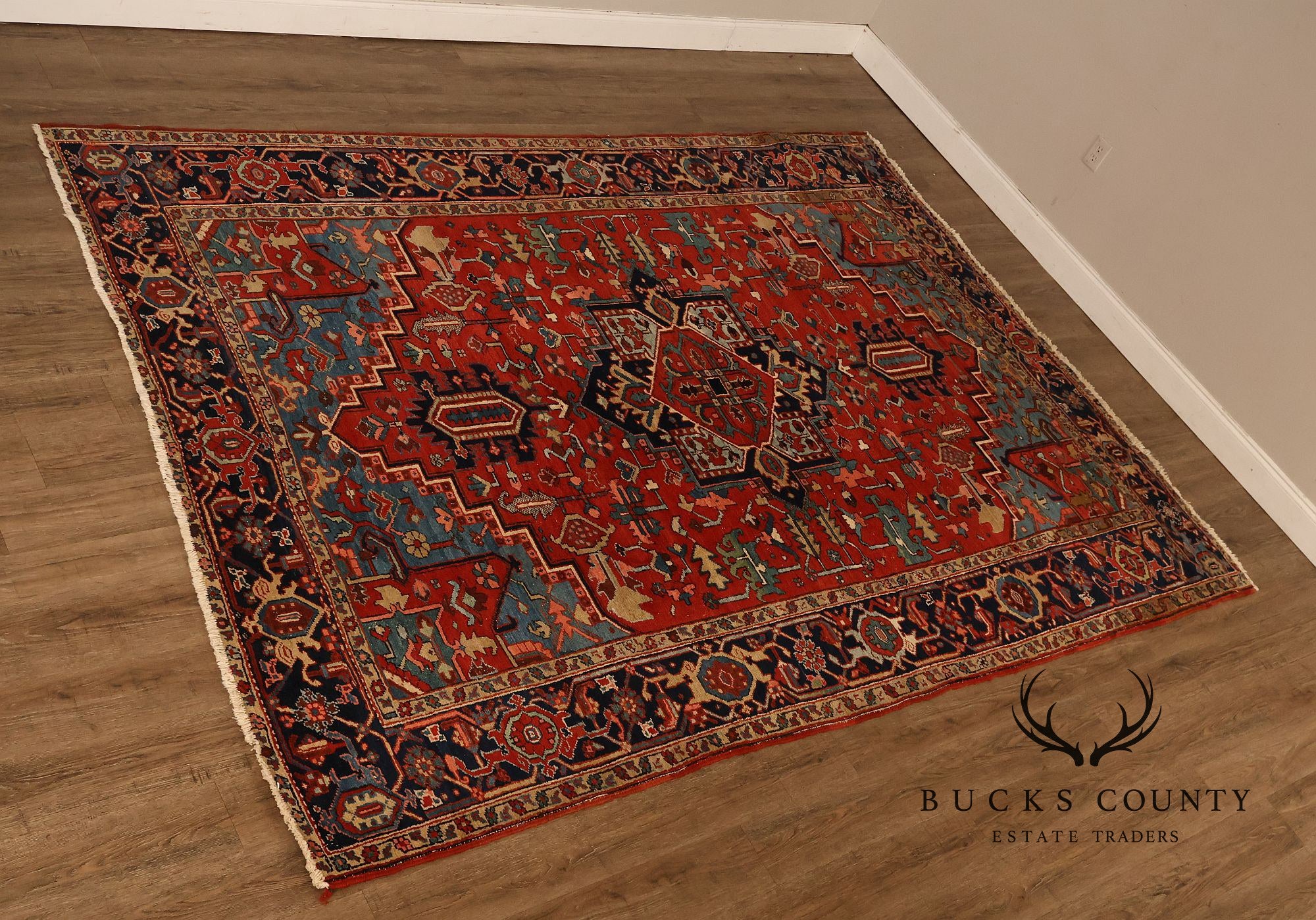 Vintage Heriz Hand Tied Persian Rug 90'" X 123"