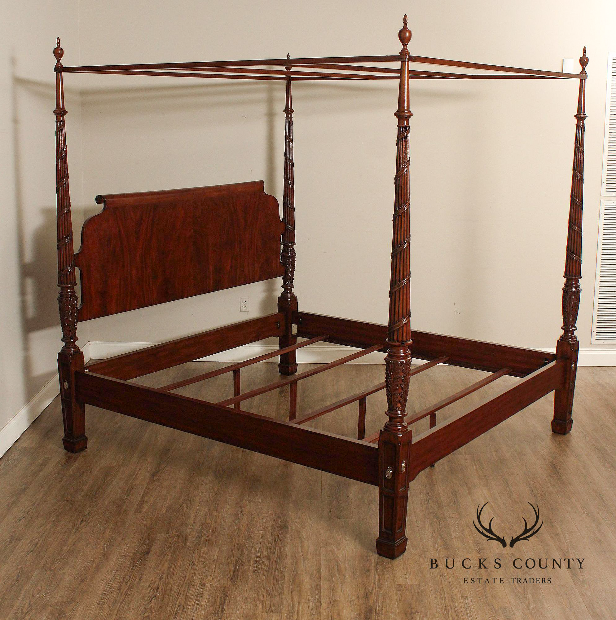 Ethan Allen Federal Style Mahogany King Poster Canopy Bed