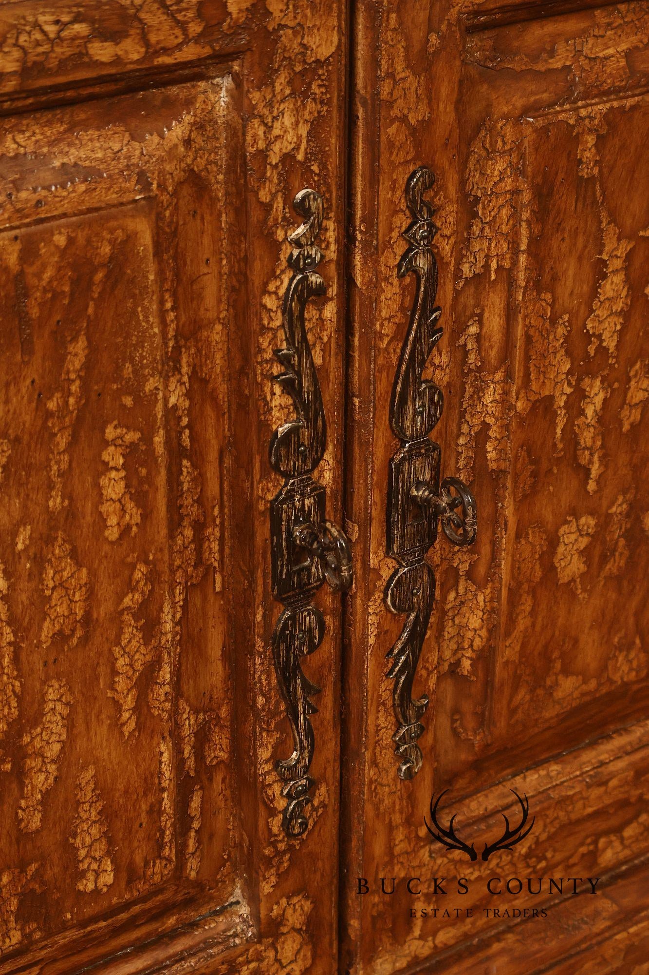 Bausman & Company Paint Decorated Four Door Sideboard Buffet Cabinet