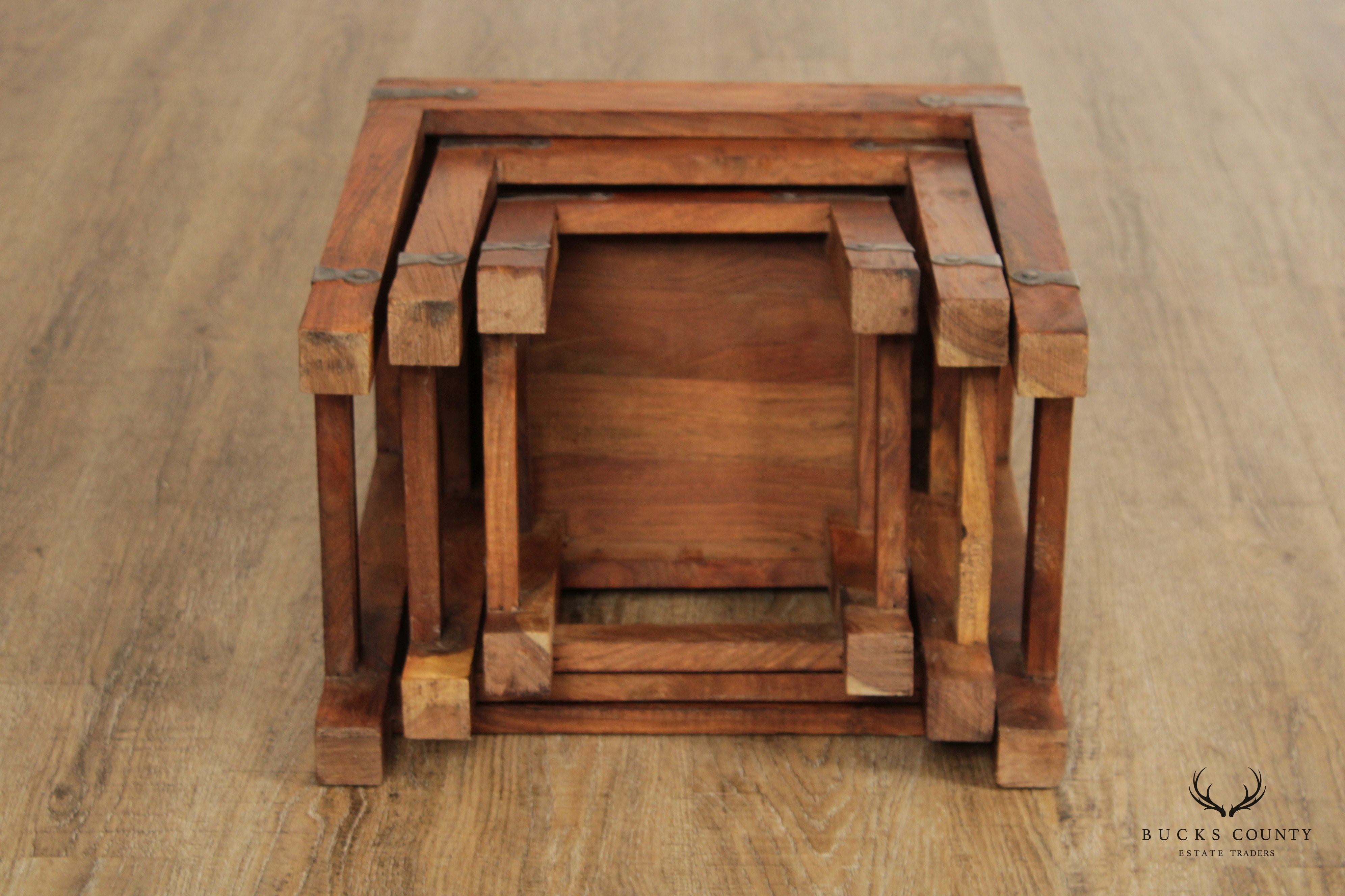 SPANISH COLONIAL STYLE SET OF 3  SOLID HARDWOOD NESTING TABLES