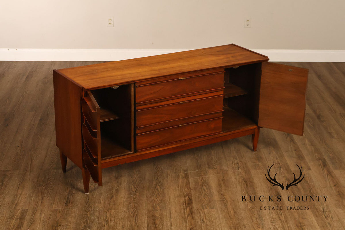 Mid-Century Modern Walnut Bentwood Sculpted Handle Sideboard