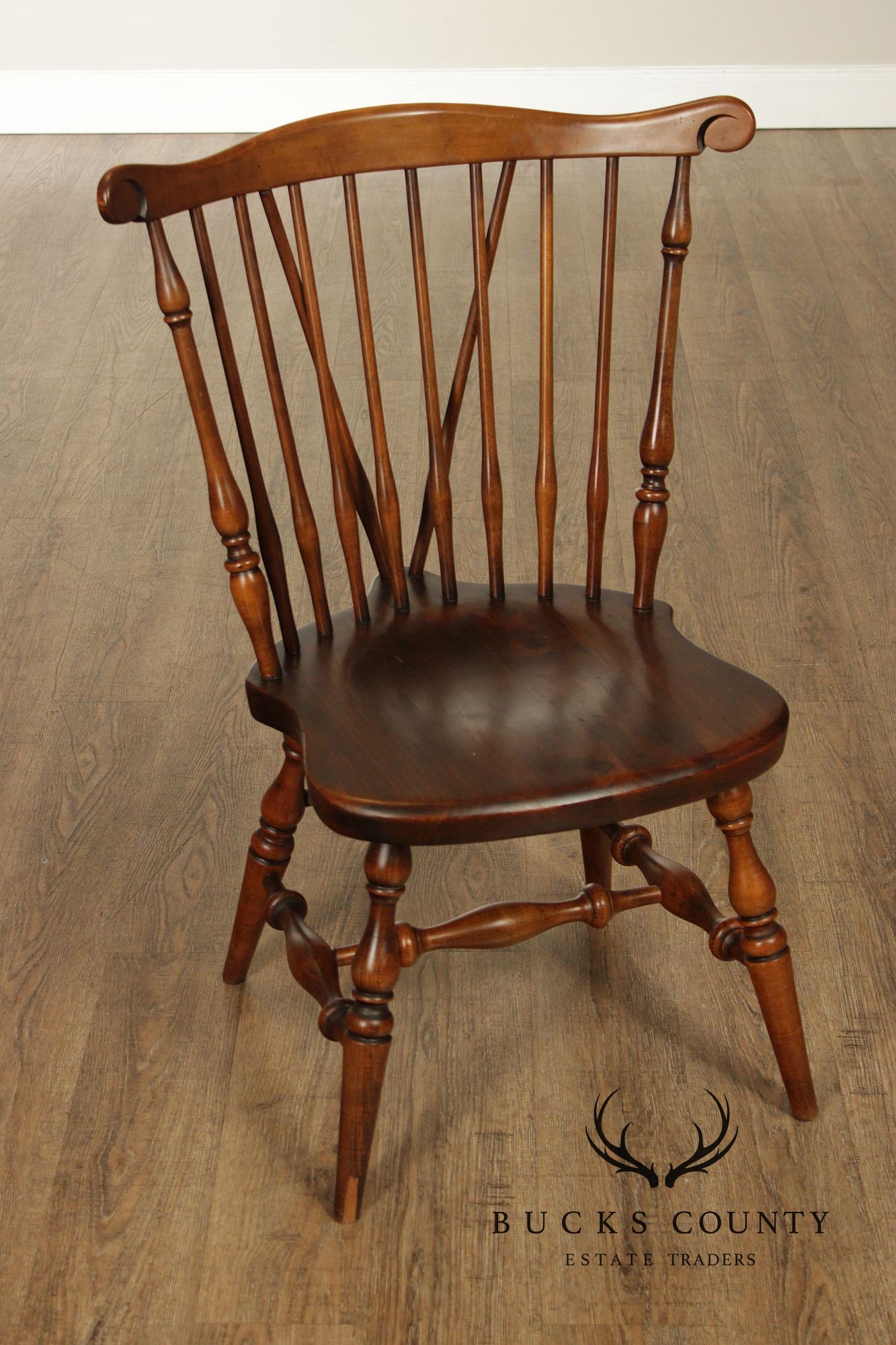 Ethan Allen Vintage Set of Six Windsor Style Dining Chairs, Solid Pine
