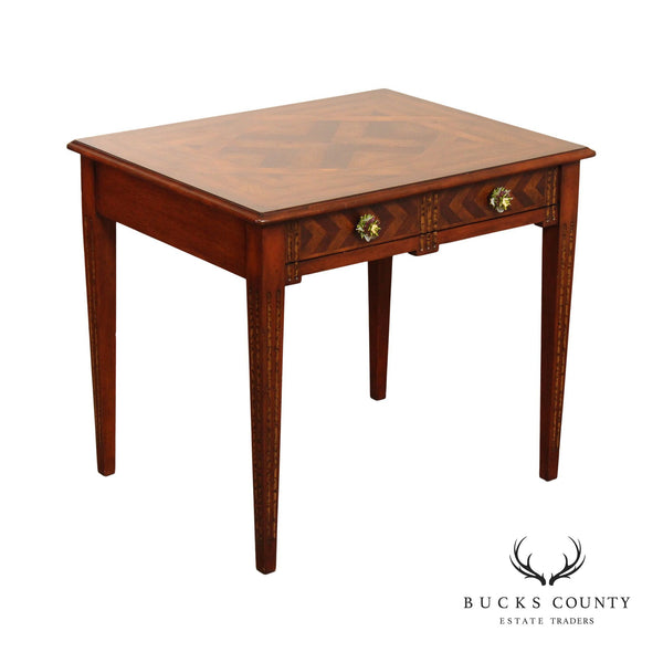 Drexel Heritage 'Celtic' Parquetry Top One Drawer Lamp Table