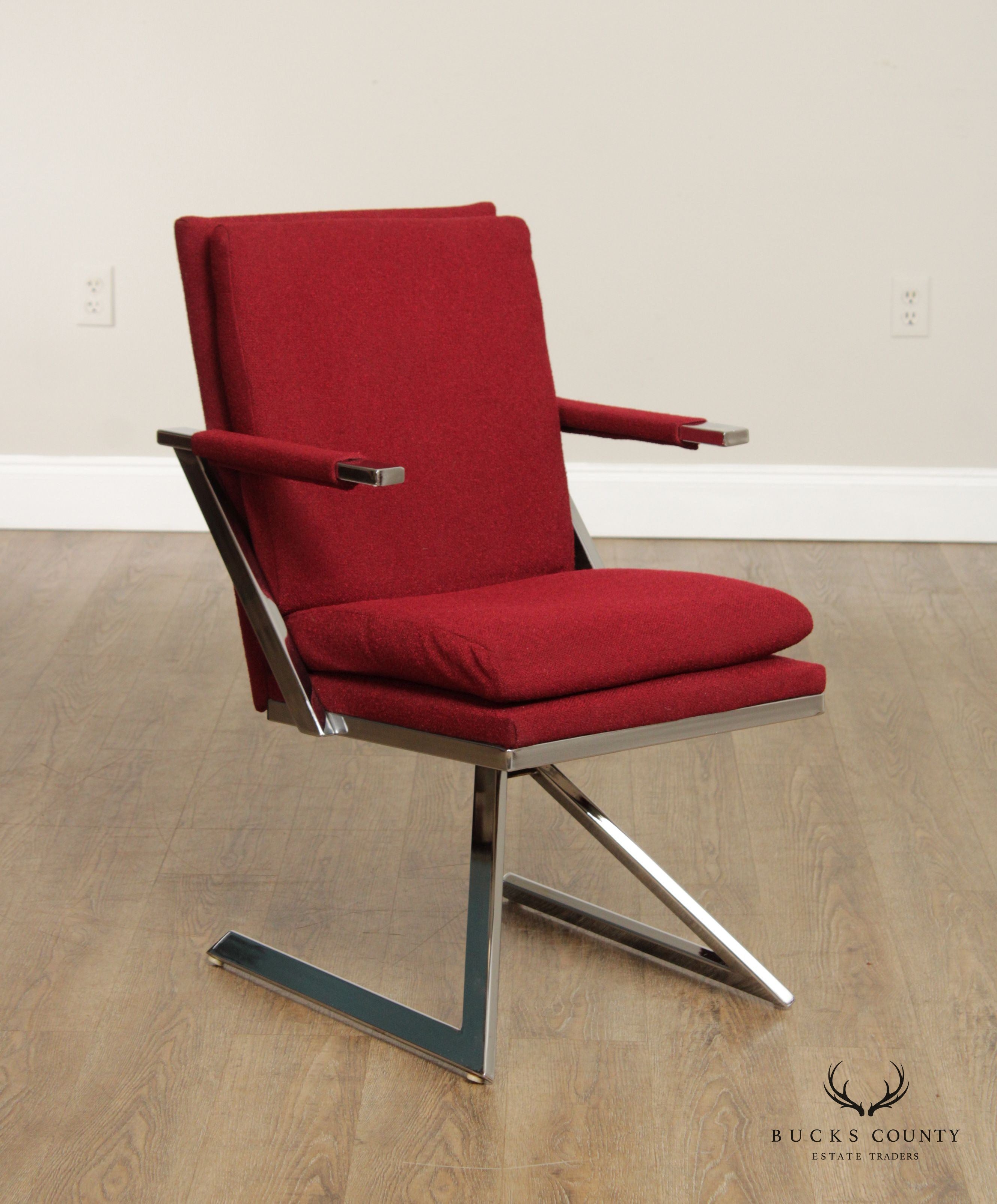 Contempo Mid Century Modern Set of Six Z- Frame Swivel Dining Chairs