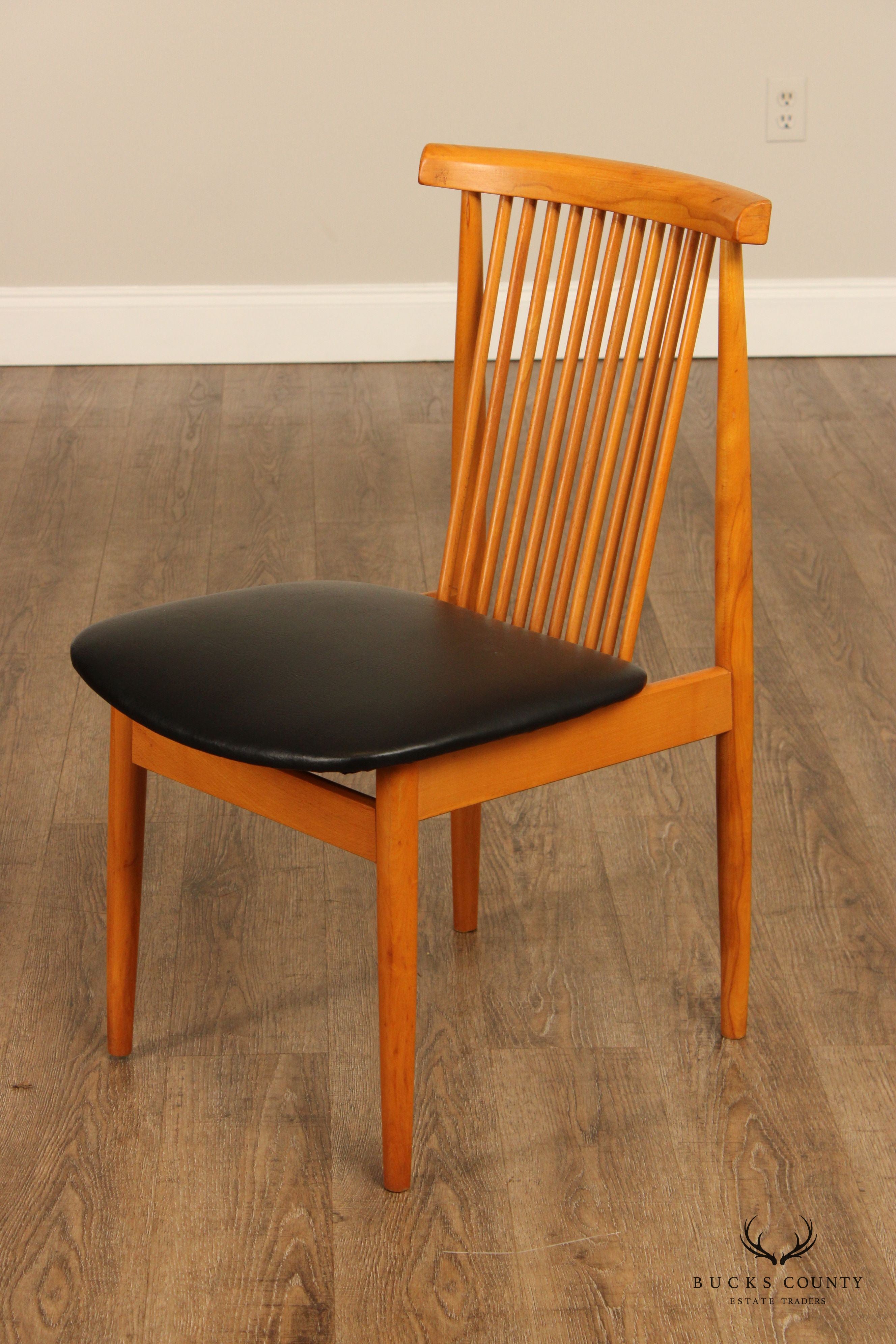 Kawahata Mid Century Modern Set of Four Spindle Back Dining Chairs