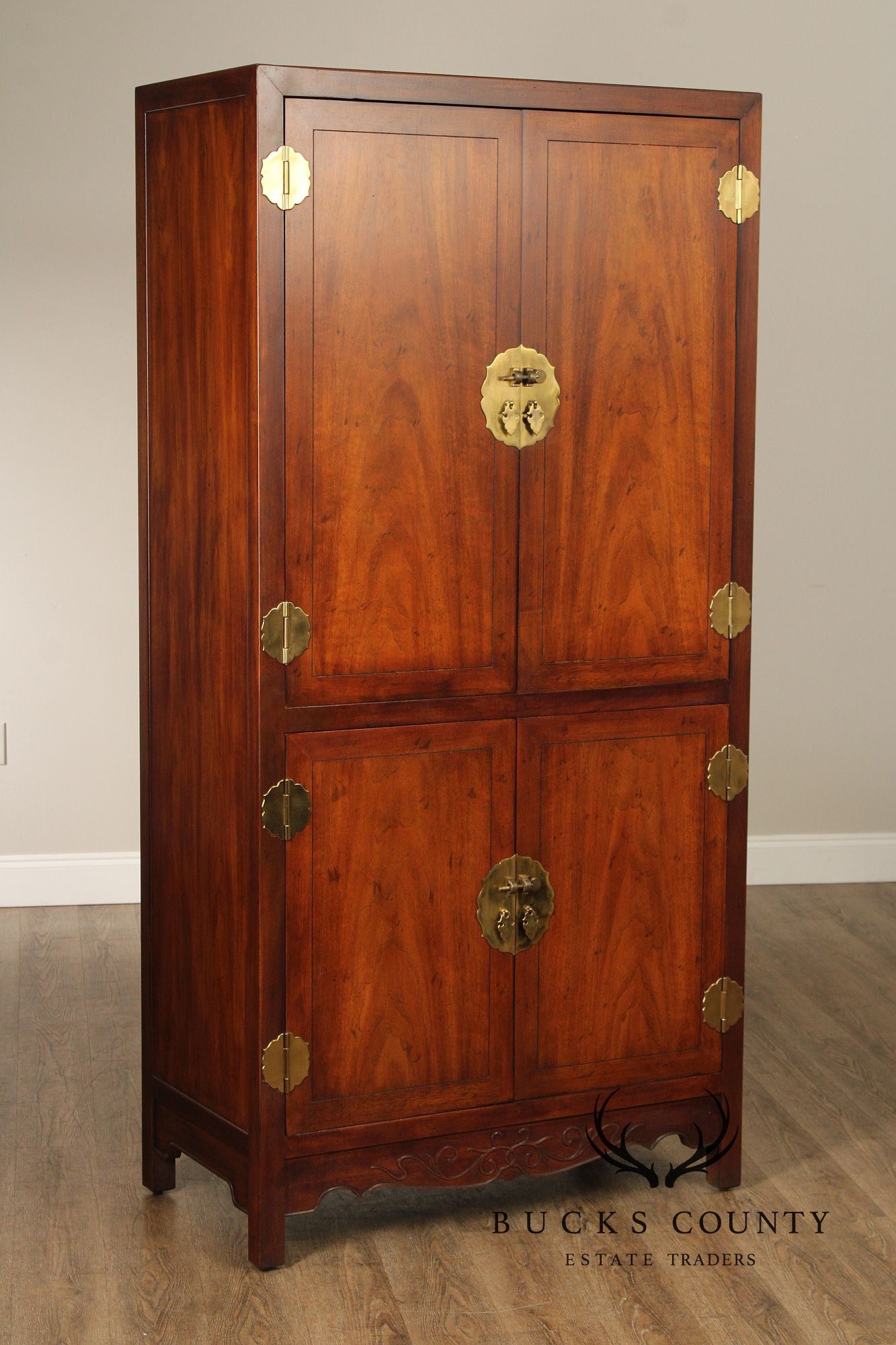 Henredon Vintage Asian Inspired Mahogany Tall Armoire