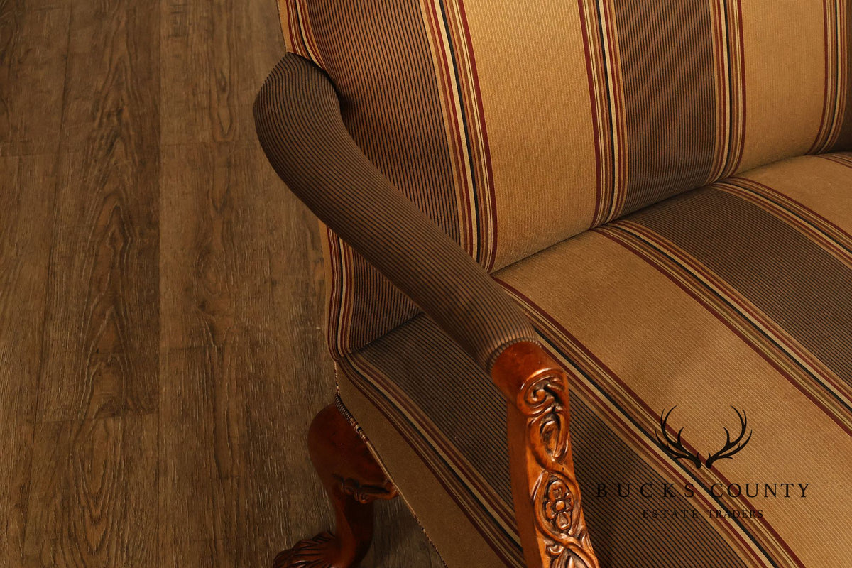 Century Chair Co. Traditional Chippendale Style Carved Upholstered Armchair