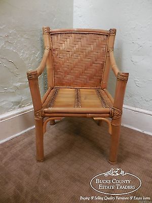 Vintage Set of 4 Heavy Genuine Bamboo Arm Chairs