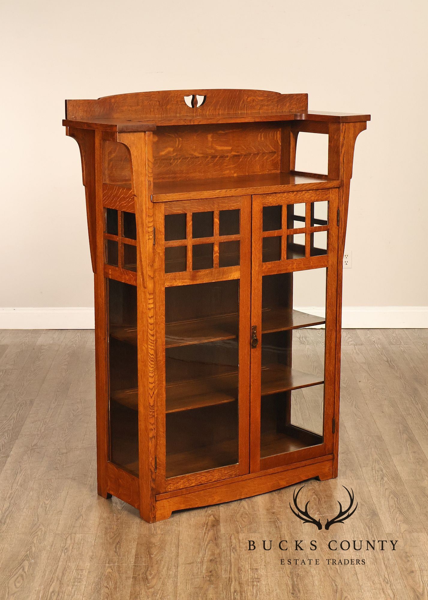 Antique Limbert Arts & Crafts Oak China Cabinet