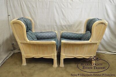 Lane Venture Pair of Twisted Rattan Lounge Chairs