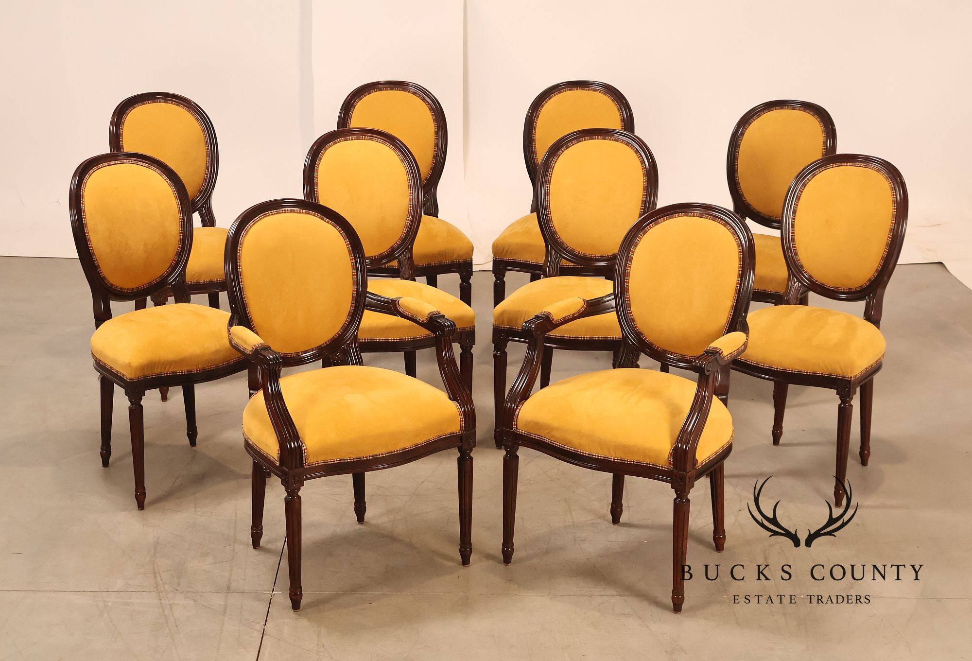 Century Furniture French Louis XVI Style Set of Ten Oval Back Dining Chairs