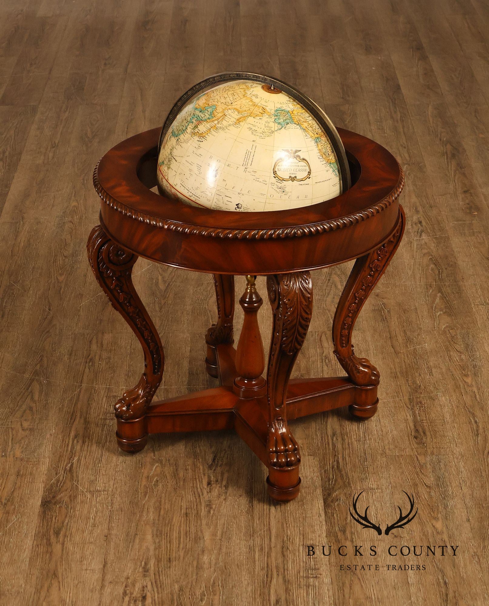 Maitland-Smith Mahogany Replogle World Globe Accent Table