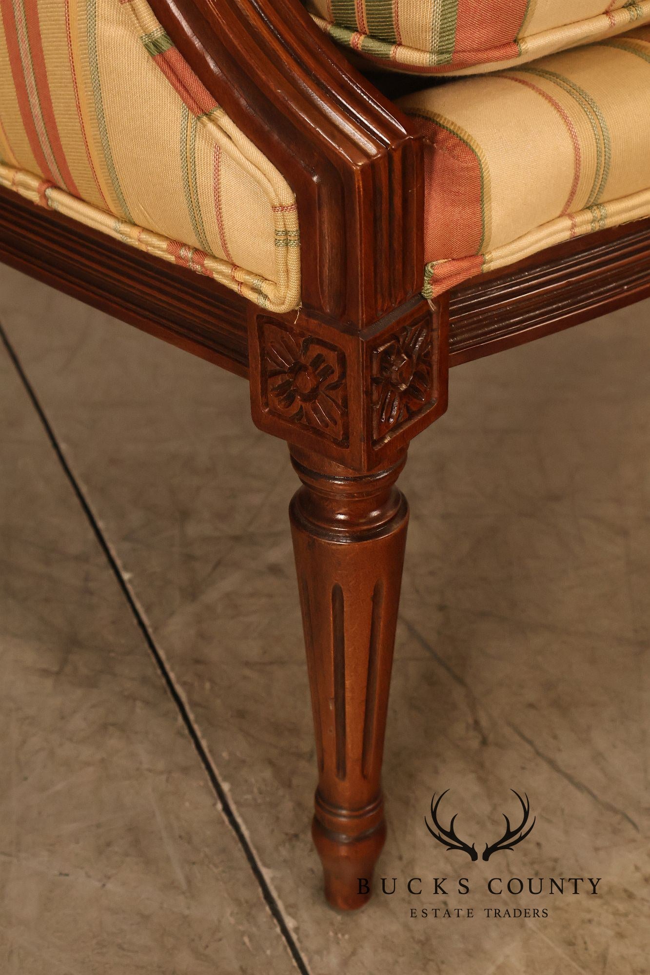 Sherrill Furniture French Louis XVI Style Pair of Bergere Armchairs