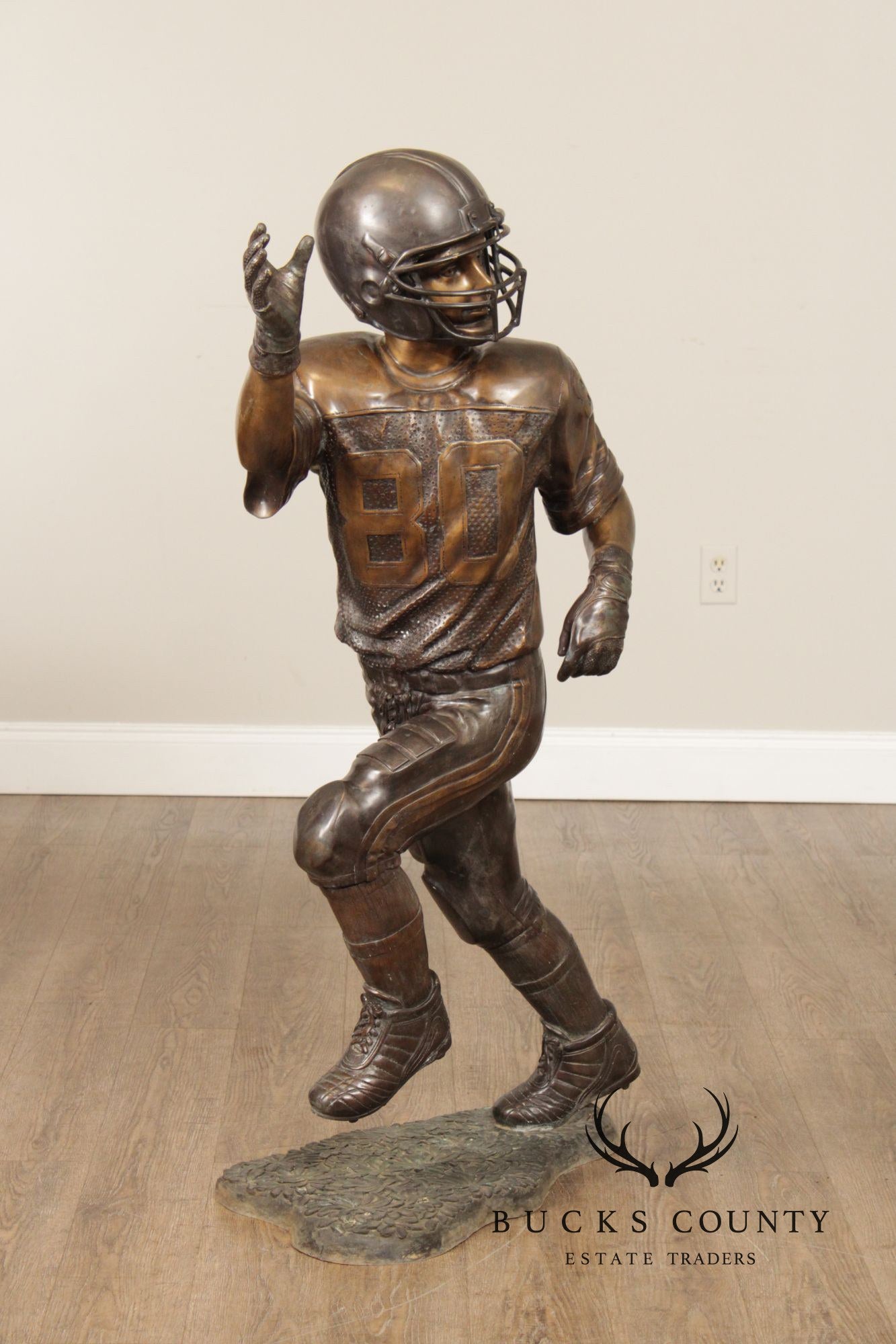 Bronze Garden Statue Of A Football Player