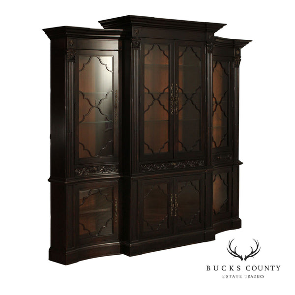 Tuscan Style Large Ebonized Display Cabinet