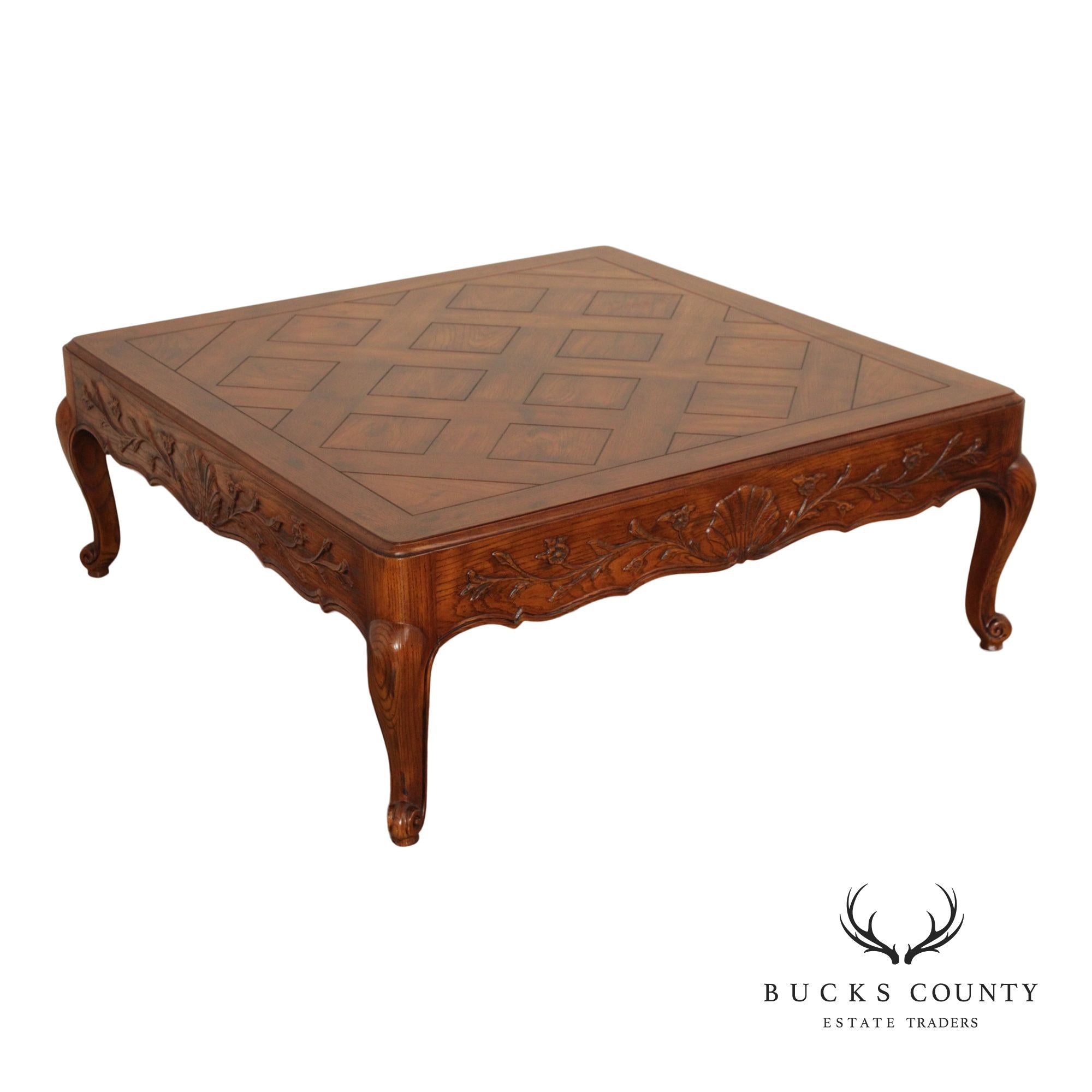 Henredon French Provincial Style Carved Oak Coffee Table