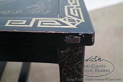 Antique Chinese Black Lacquer Chinoiserie Side Chair