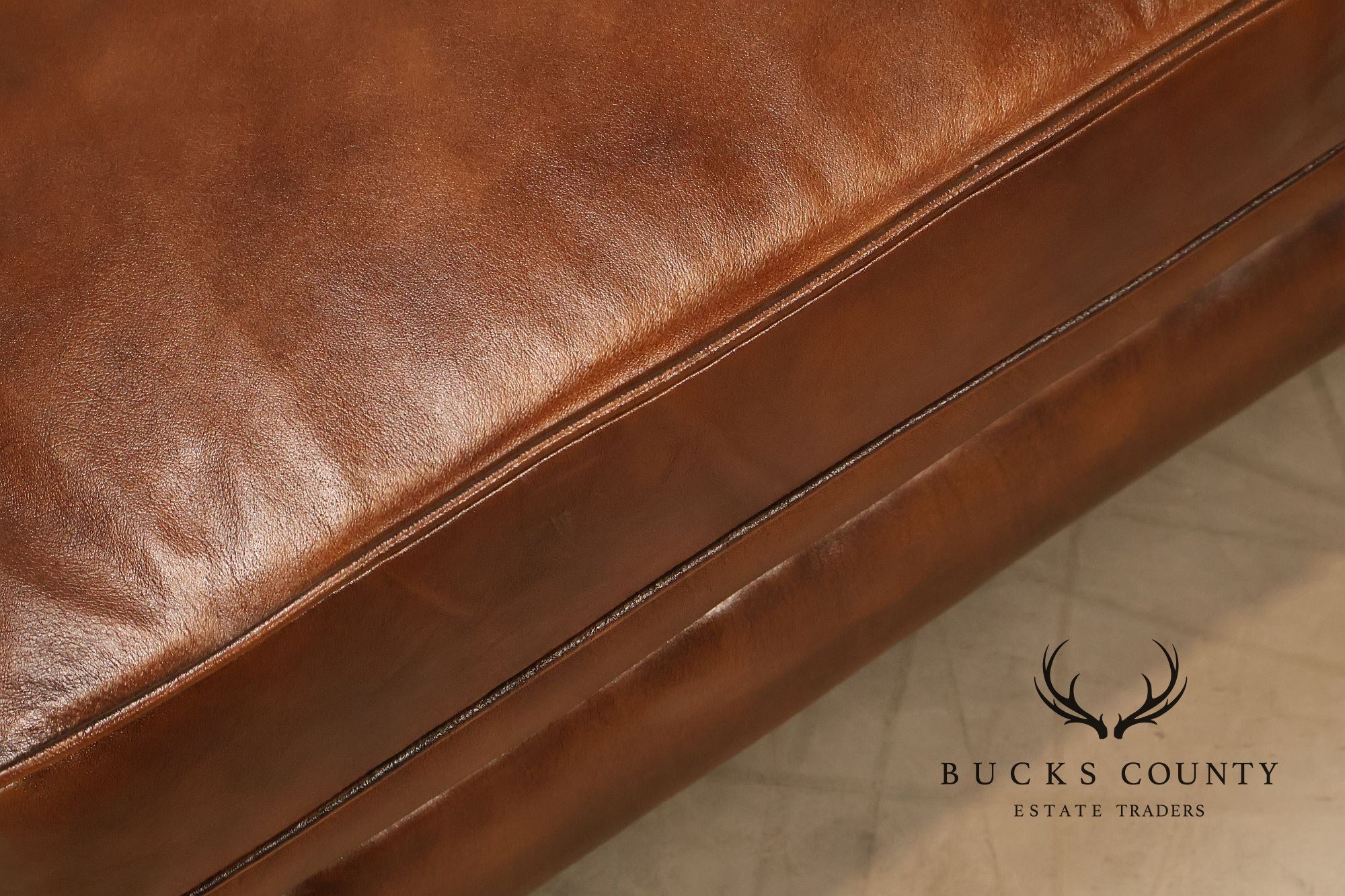 Chesterfield Style 6 Foot Cognac Brown Tufted Leather Sofa