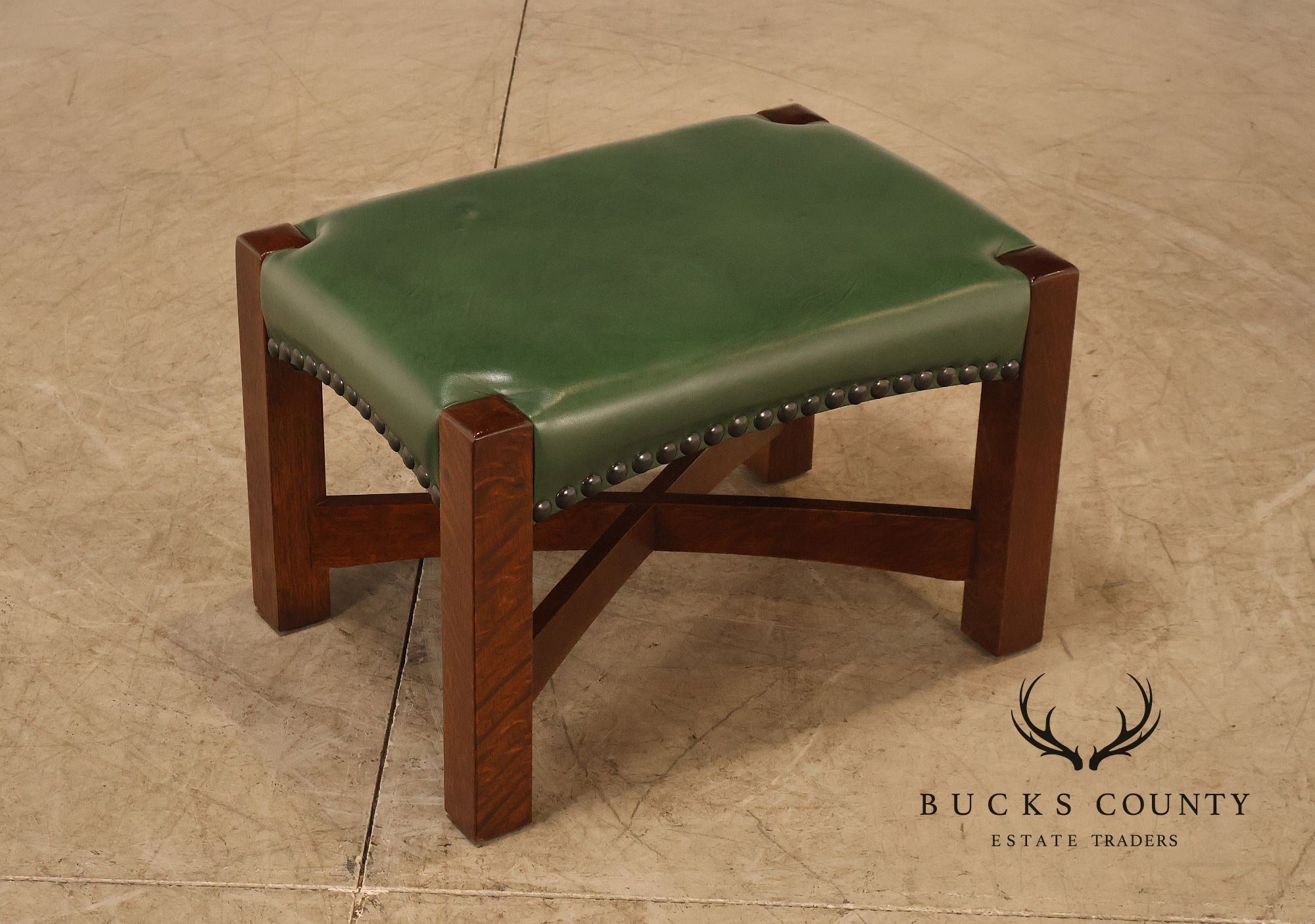 Stickley Mission Collection Oak and Leather Eastwood Footstool