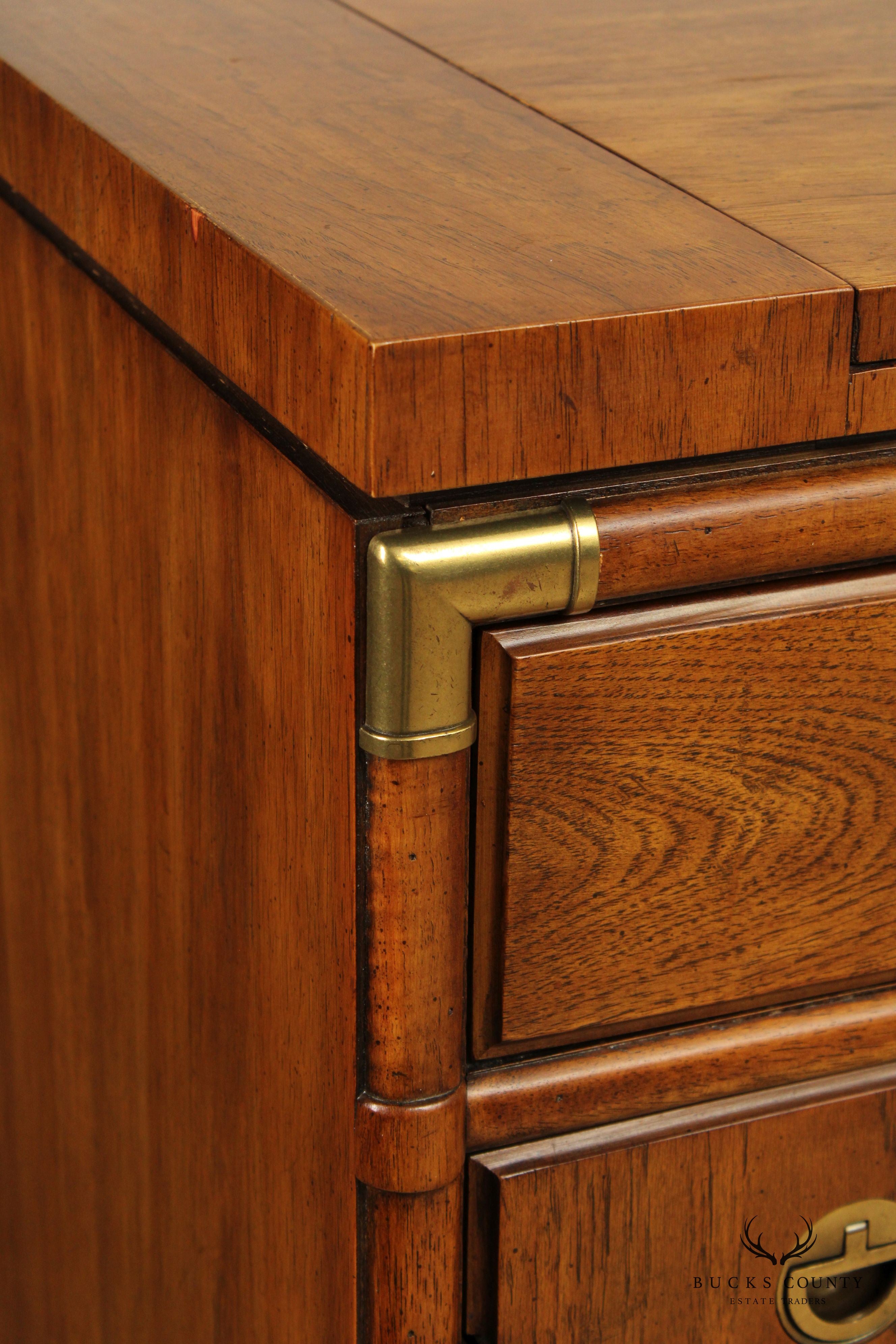 Drexel Heritage 'Accolade' Campaign Style Walnut Flip Top Server