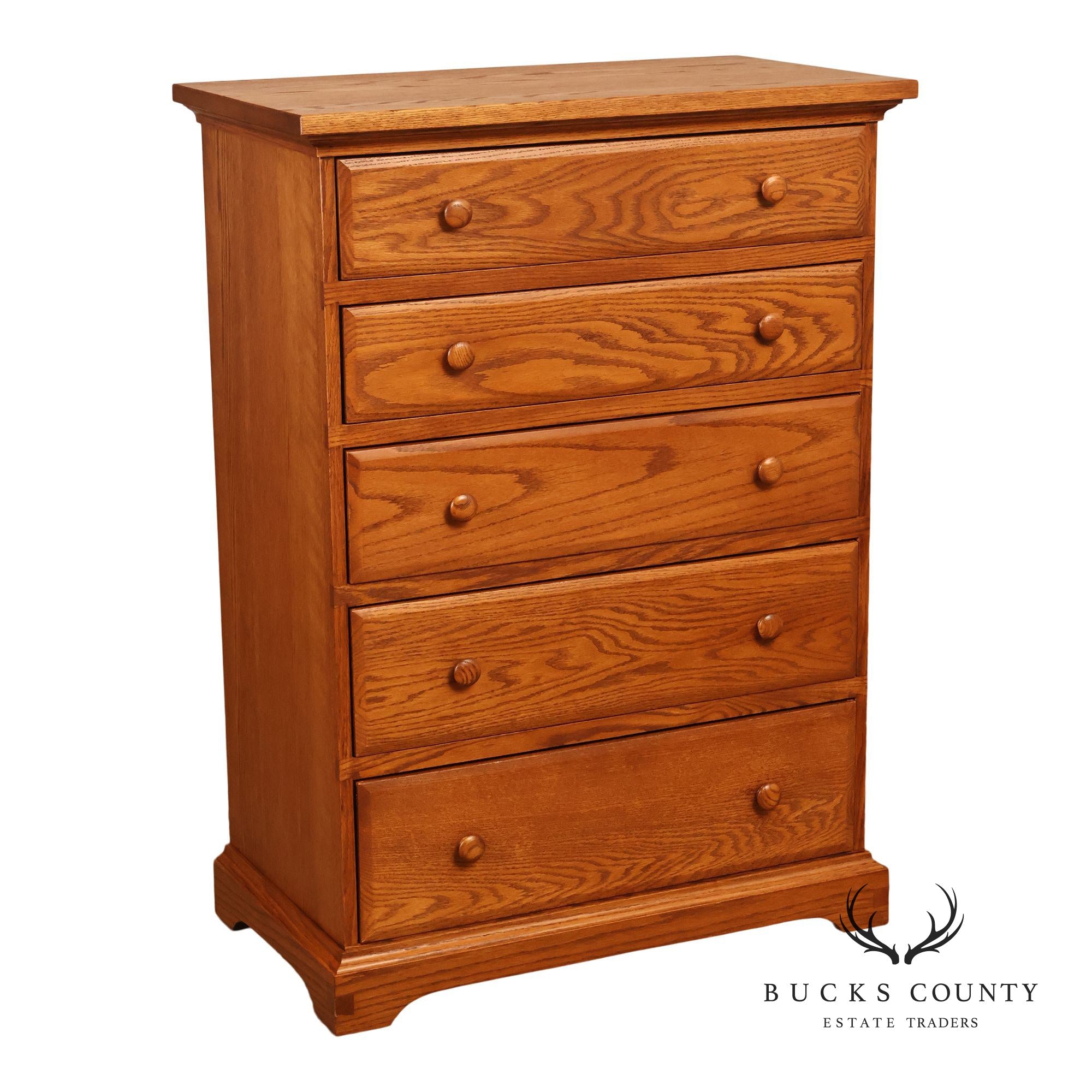 Hunt Country Furniture Oak Five Drawer High Chest