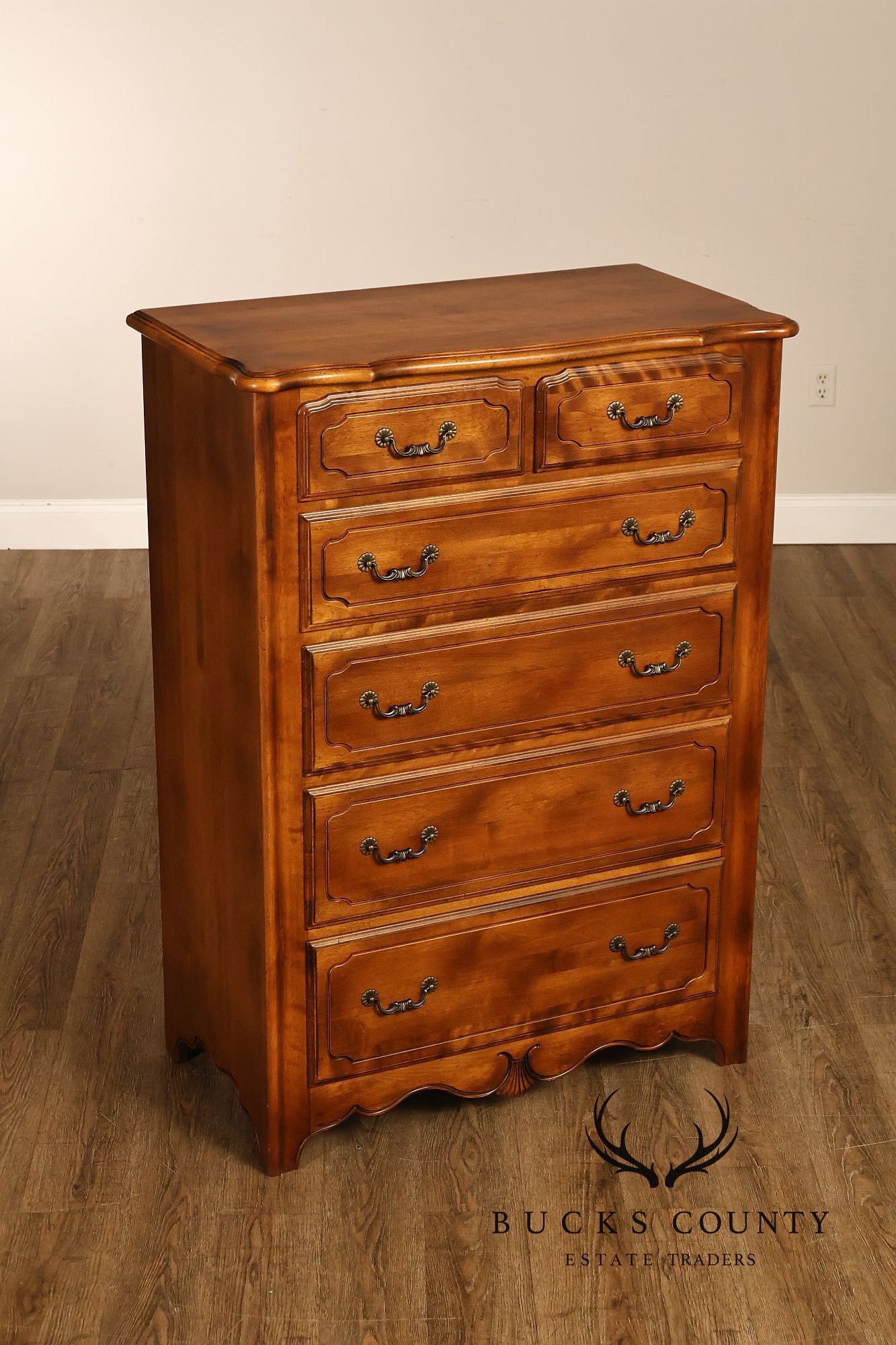 Ethan Allen Country French Maple And Birchwood Six Drawer High Chest
