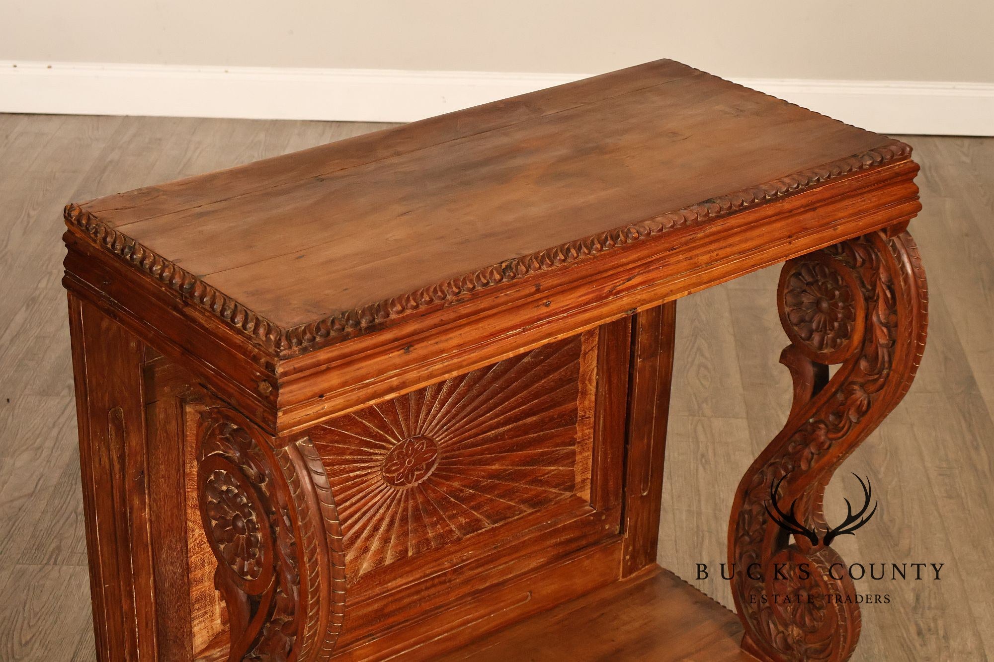 Antique Anglo Indian Pair of Carved Hardwood Console Tables