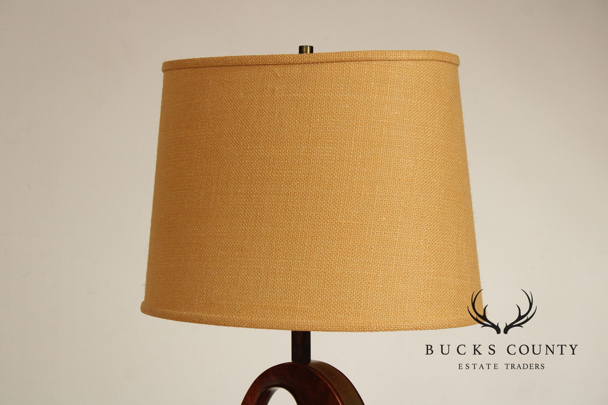 Mid Century Modern Sculpted Brass and Walnut Table Lamp By Modeline