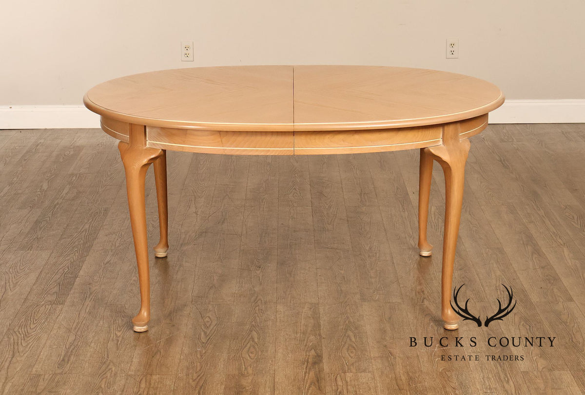 Vintage Hespeler Furniture Dining Table With Two Leaves And Six Dining Chairs