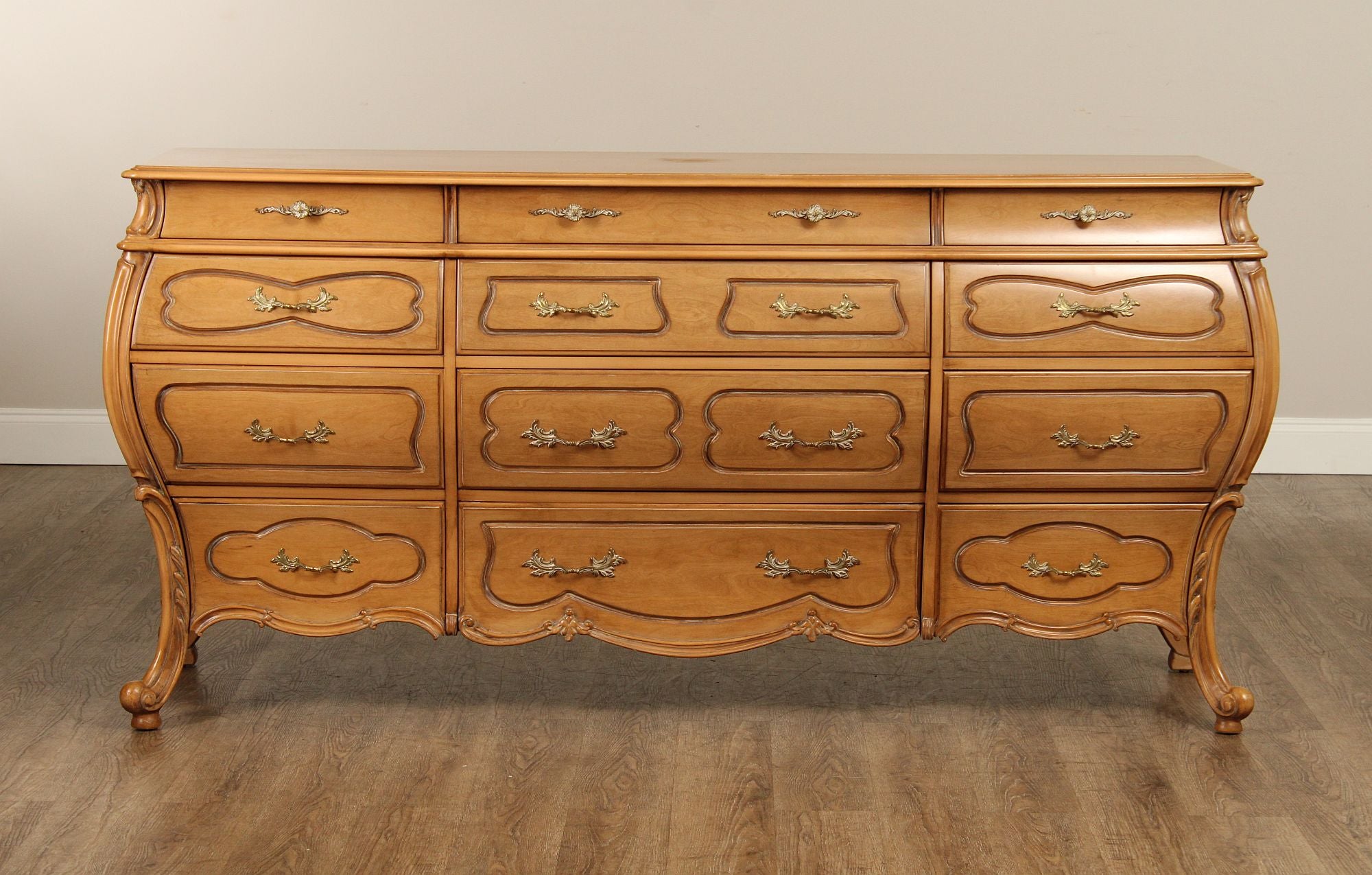 Union Furniture Co. French Louis XV Style Bombe Triple Dresser