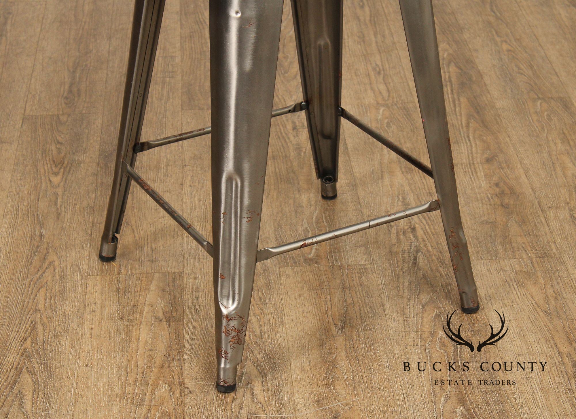 Tolix Industrial Style Pair of Steel Counter Stools