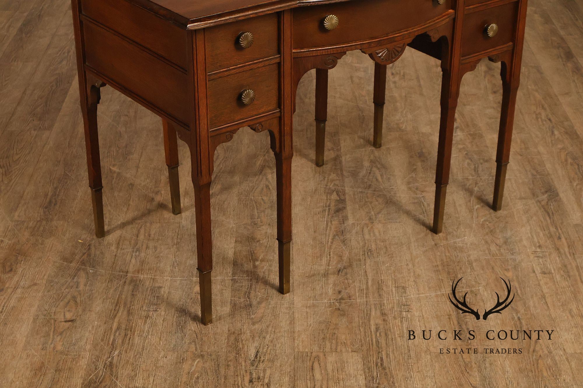 Antique Victorian Oak Partner's Writing Desk