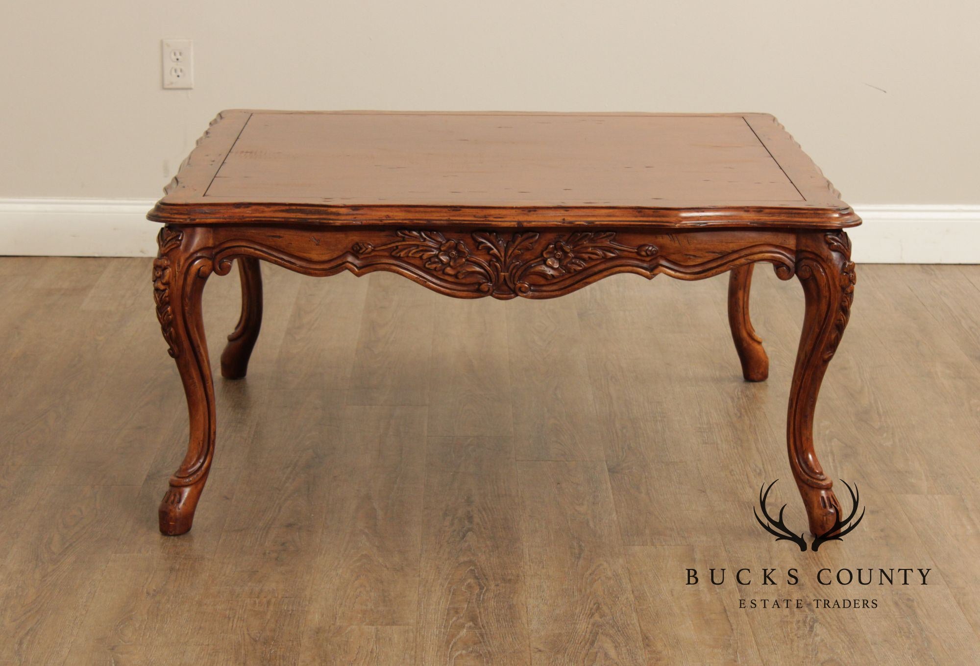 French Country Style  Square Carved Coffee Table