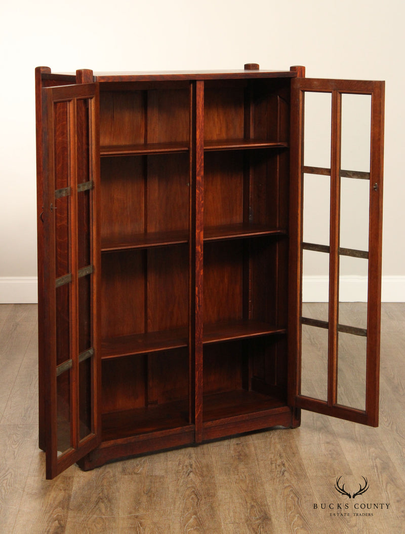 Stickley Brothers Antique Arts & Crafts Two-Door Oak Bookcase